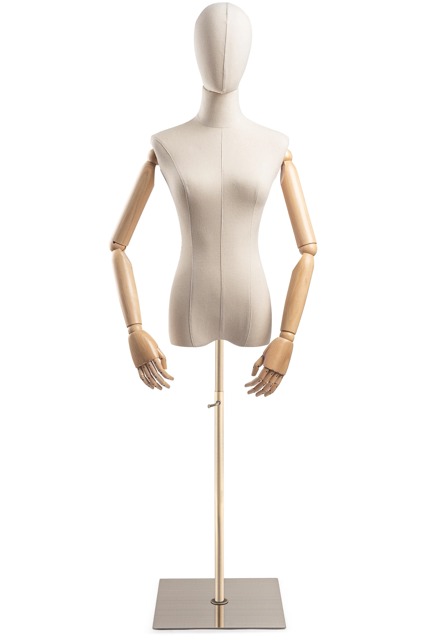 Female Display Dress Form on Metal Flat Base (Head & Arms Version) - Image 11