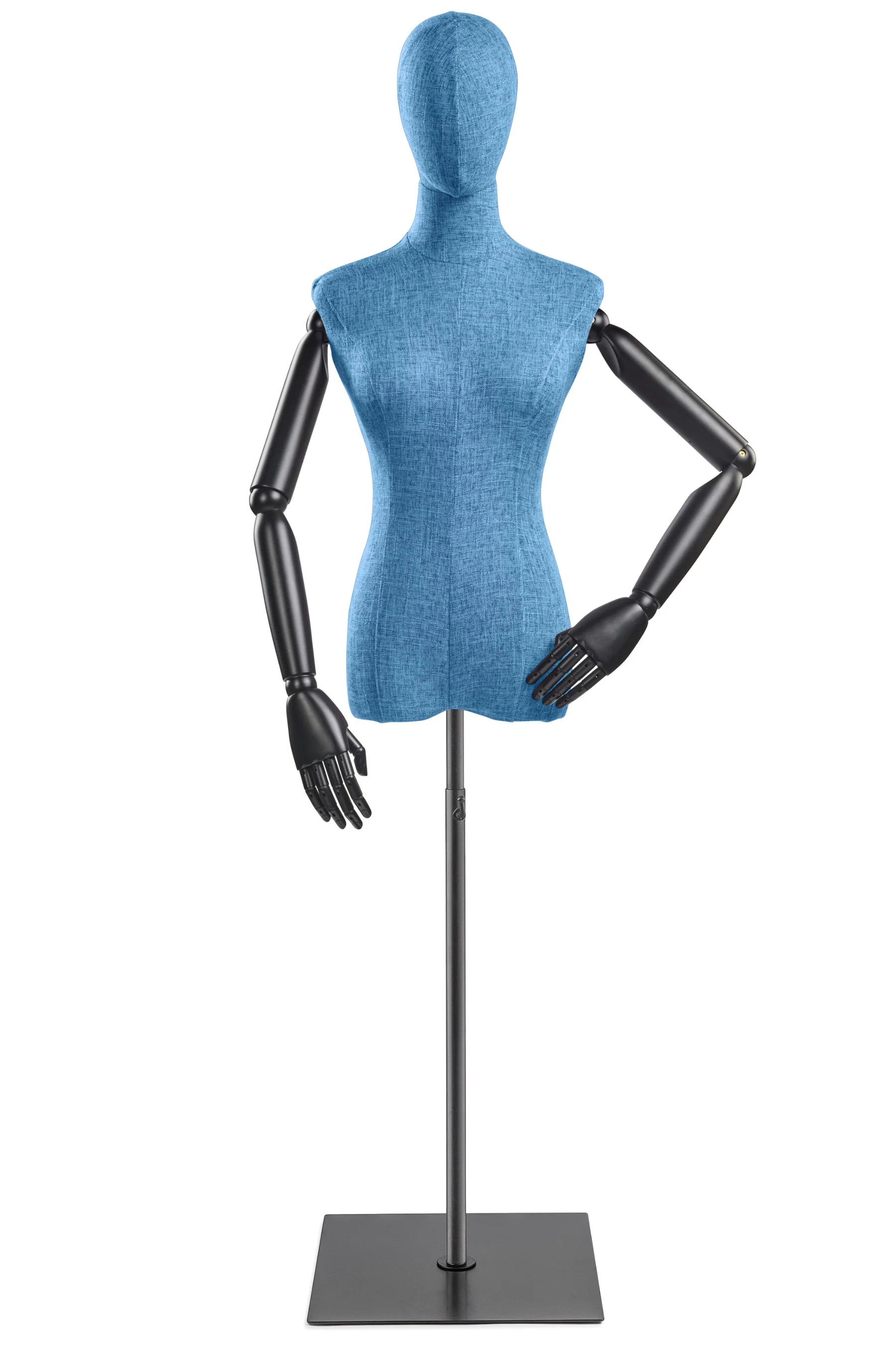 Female Display Dress Form on Metal Flat Base (Head & Arms Version) - Image 17