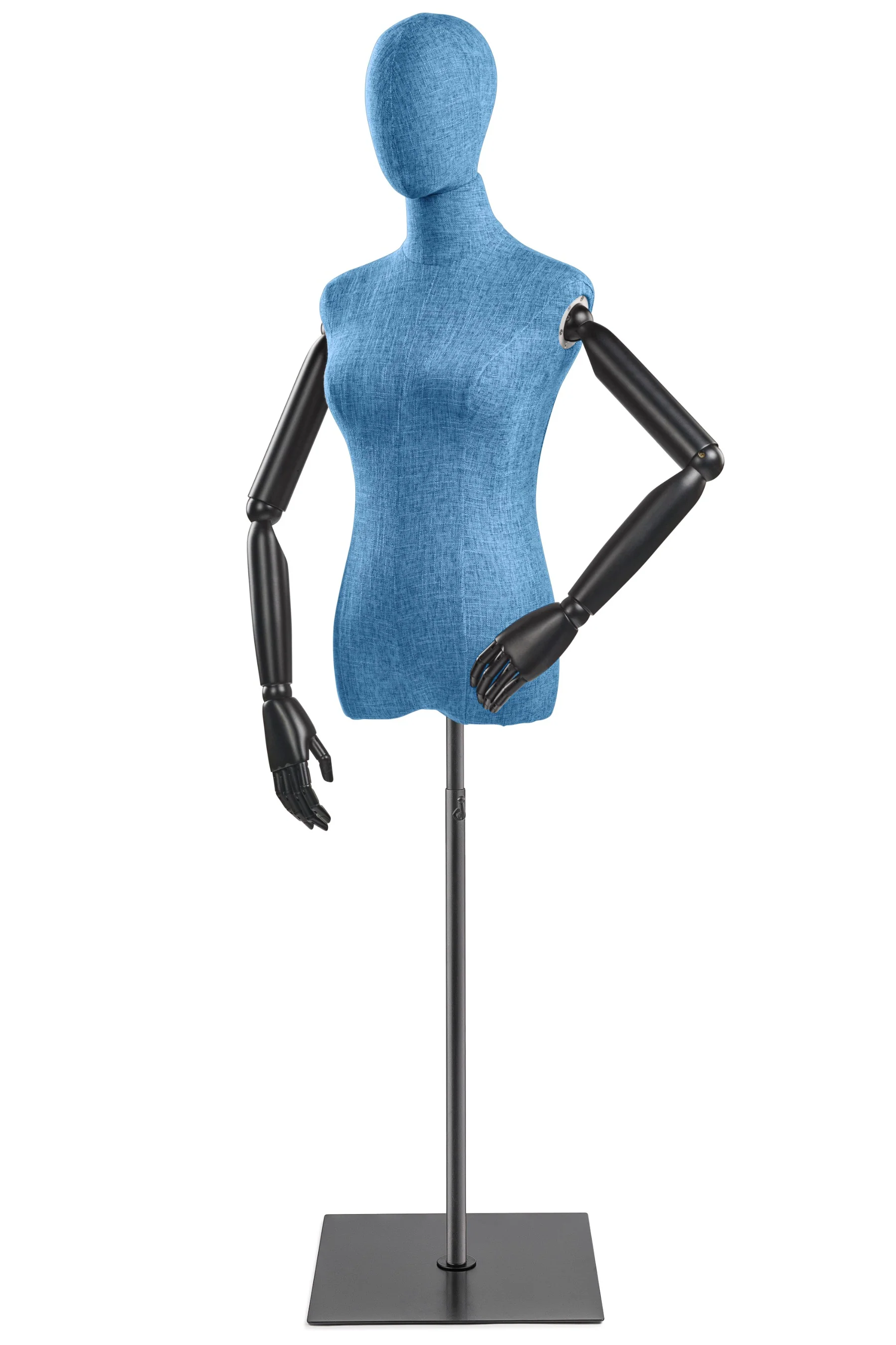 Female Display Dress Form on Metal Flat Base (Head & Arms Version) - Image 18