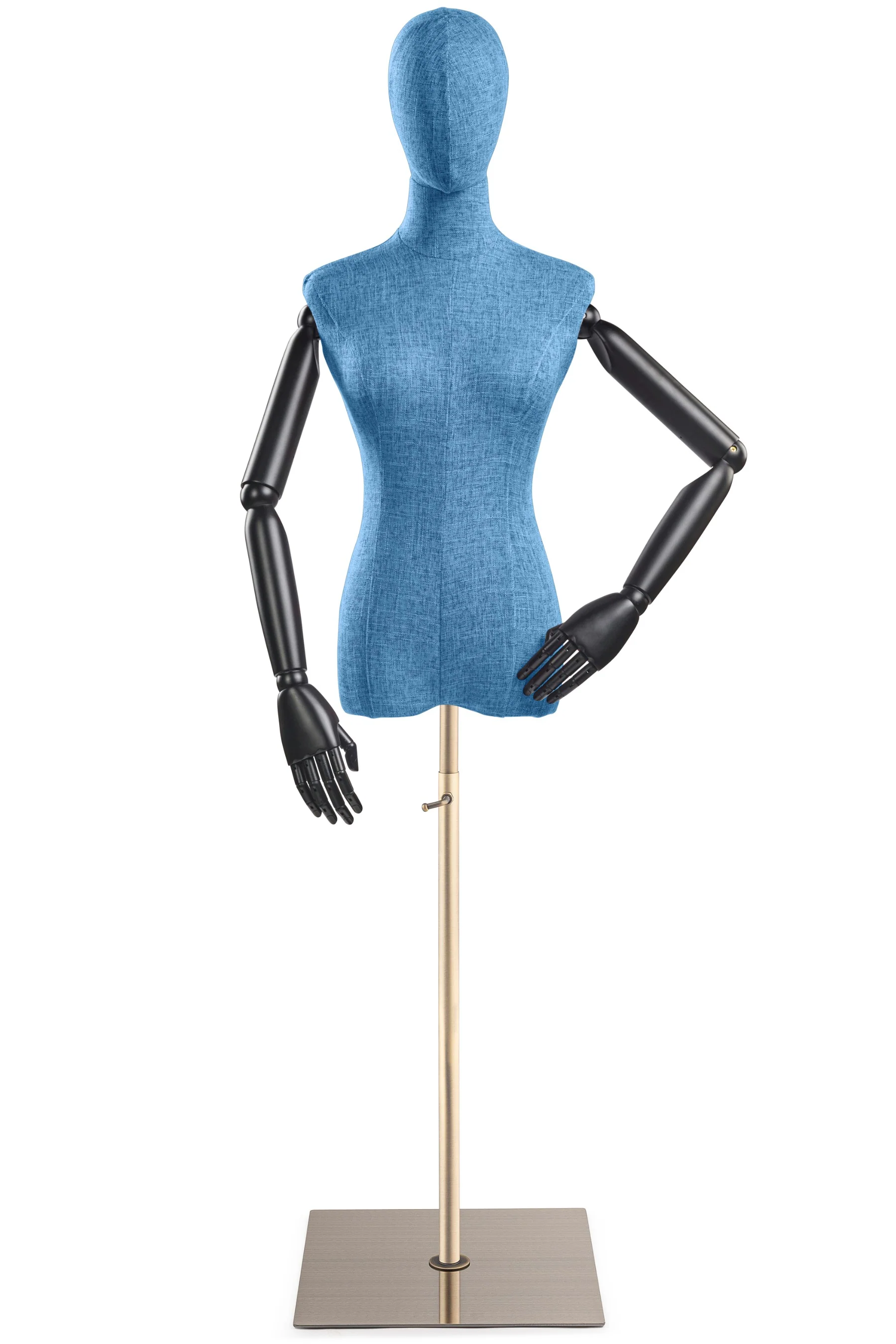 Female Display Dress Form on Metal Flat Base (Head & Arms Version) - Image 19