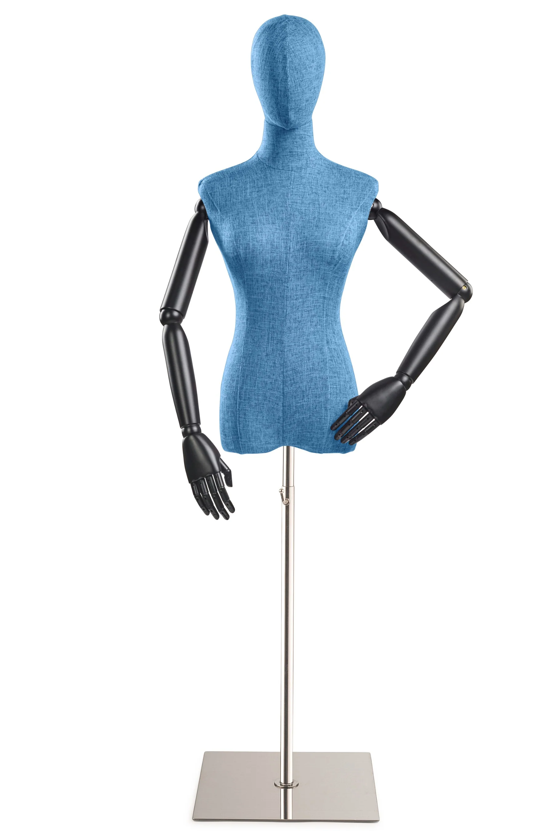 Female Display Dress Form on Metal Flat Base (Head & Arms Version) - Image 21
