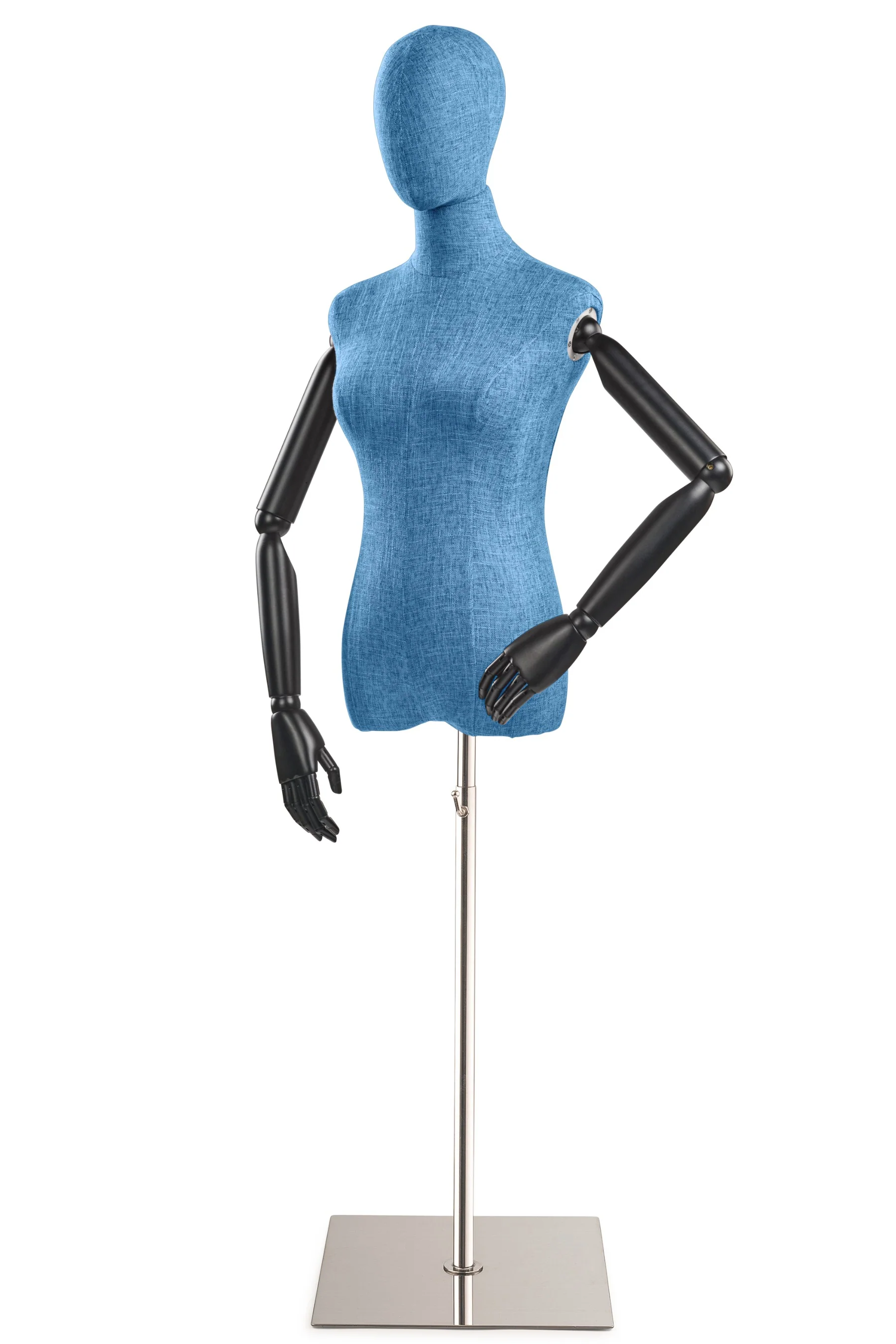 Female Display Dress Form on Metal Flat Base (Head & Arms Version) - Image 22