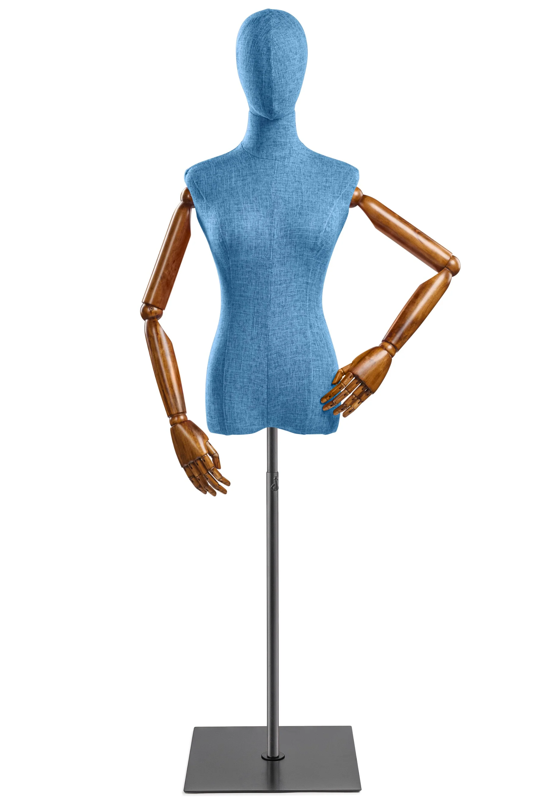 Female Display Dress Form on Metal Flat Base (Head & Arms Version) - Image 23