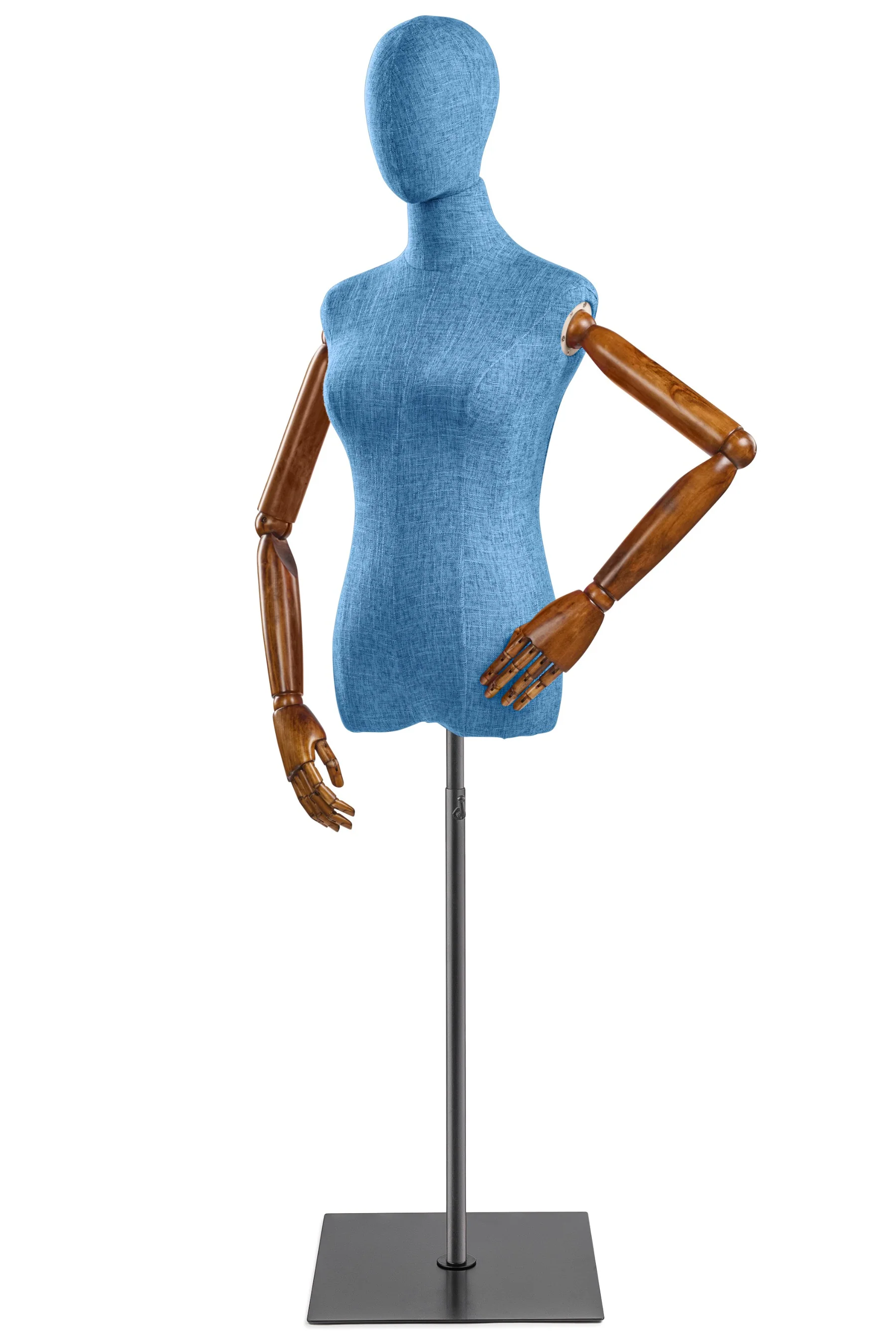 Female Display Dress Form on Metal Flat Base (Head & Arms Version) - Image 24