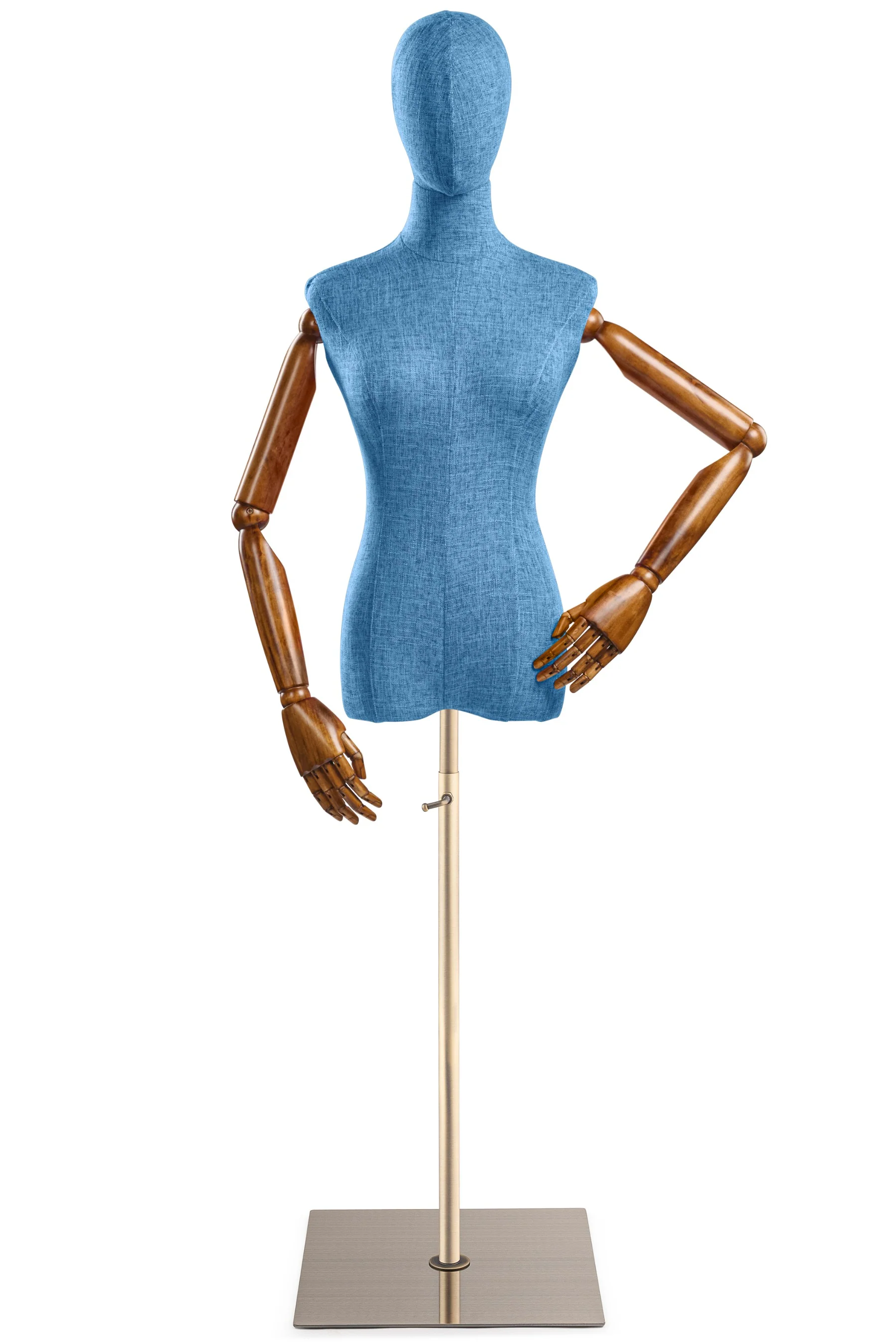 Female Display Dress Form on Metal Flat Base (Head & Arms Version) - Image 25