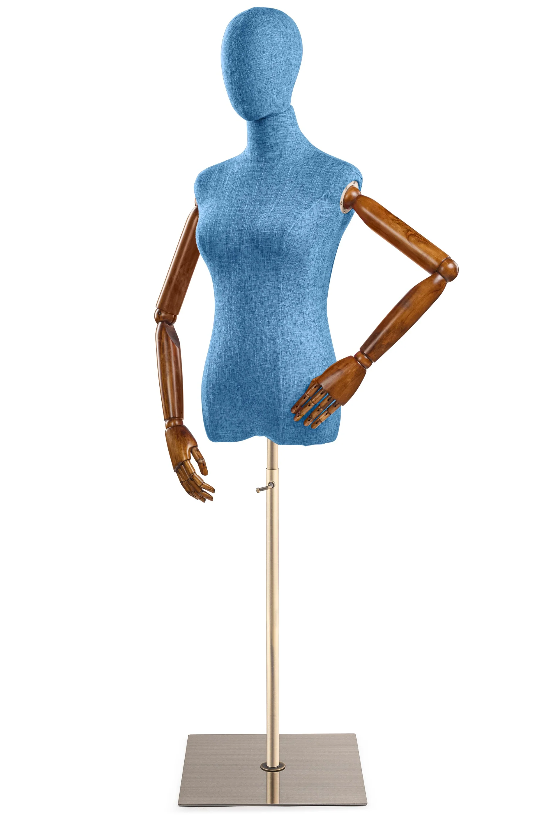 Female Display Dress Form on Metal Flat Base (Head & Arms Version) - Image 26