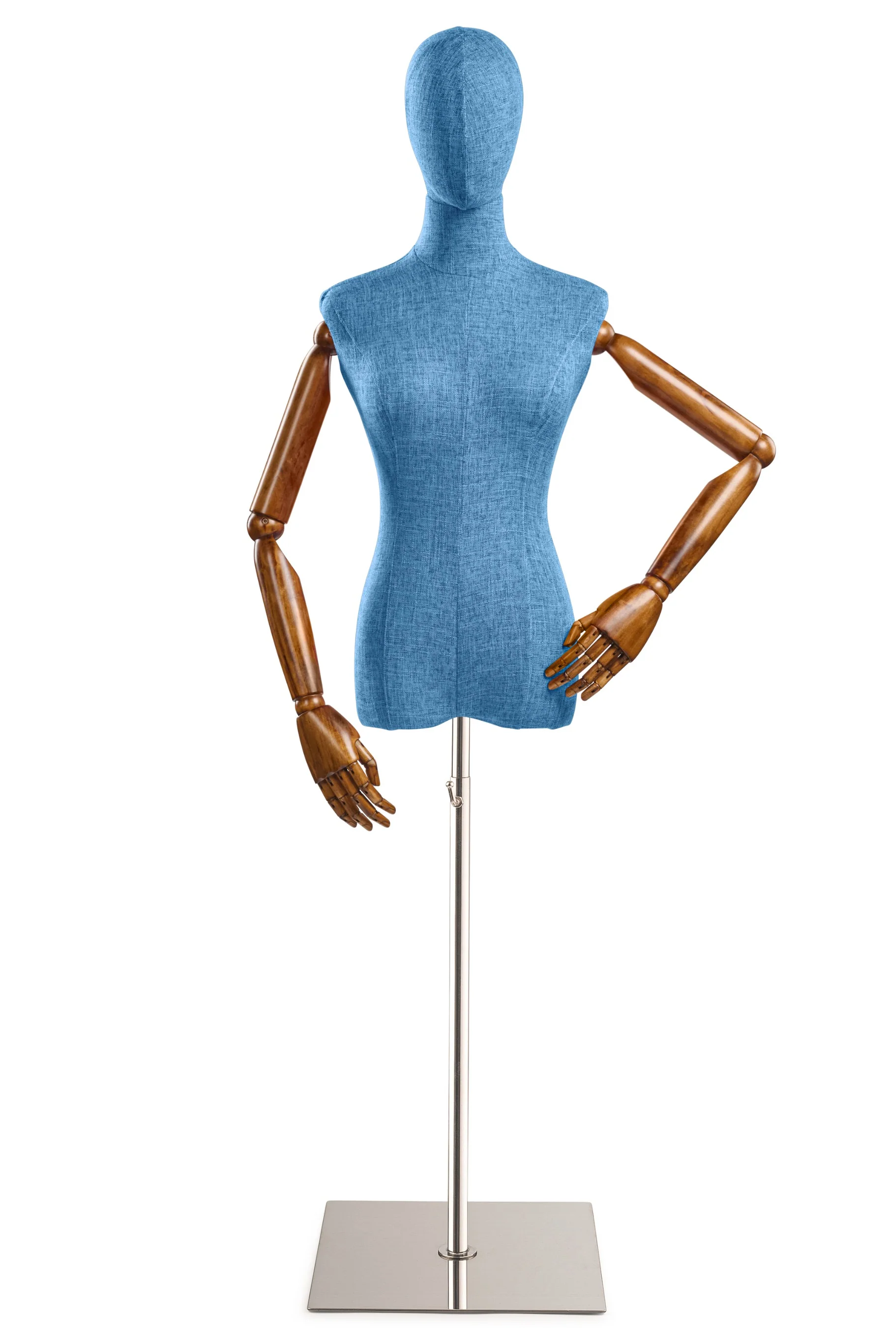 Female Display Dress Form on Metal Flat Base (Head & Arms Version) - Image 27