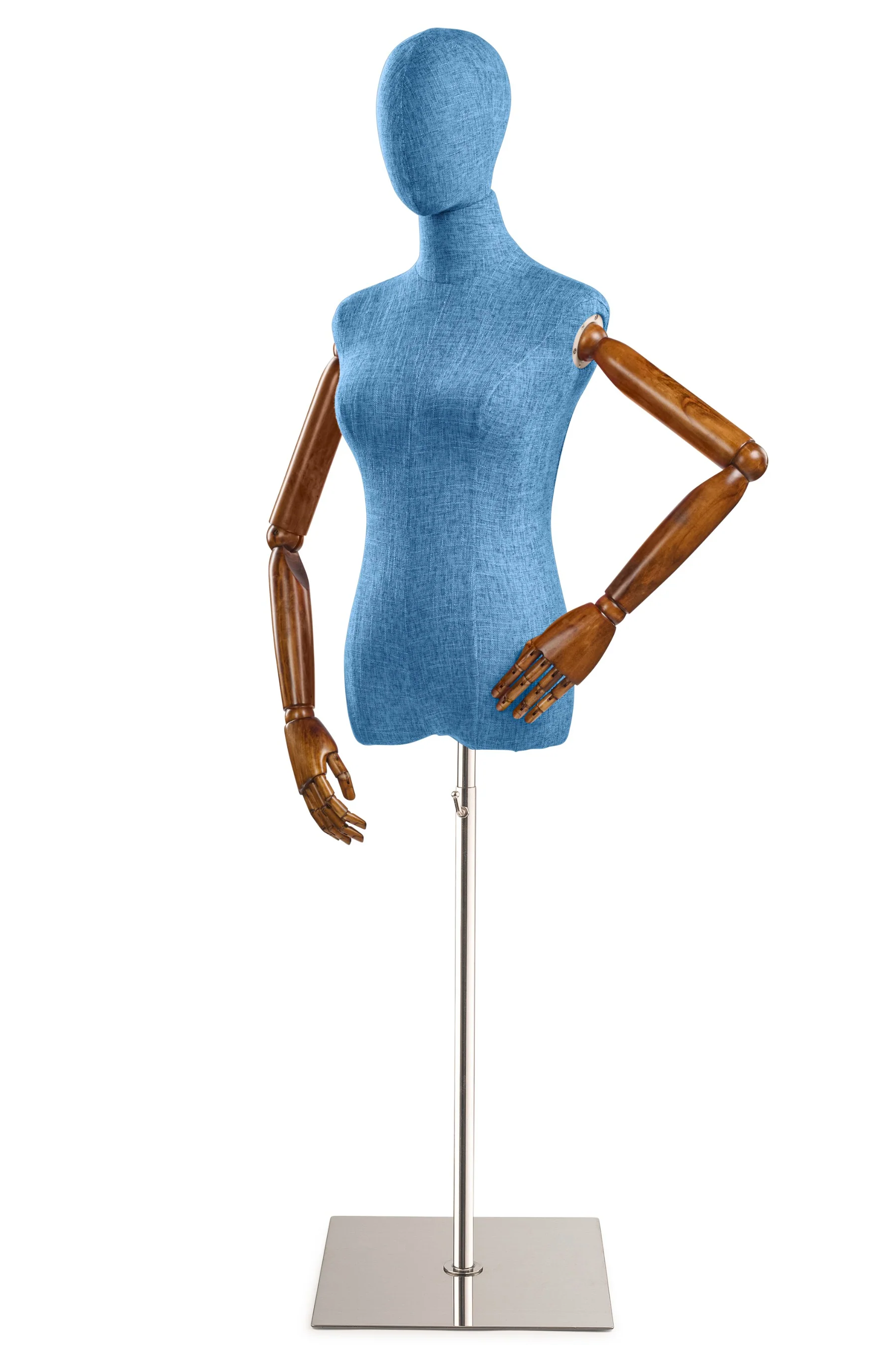 Female Display Dress Form on Metal Flat Base (Head & Arms Version) - Image 28