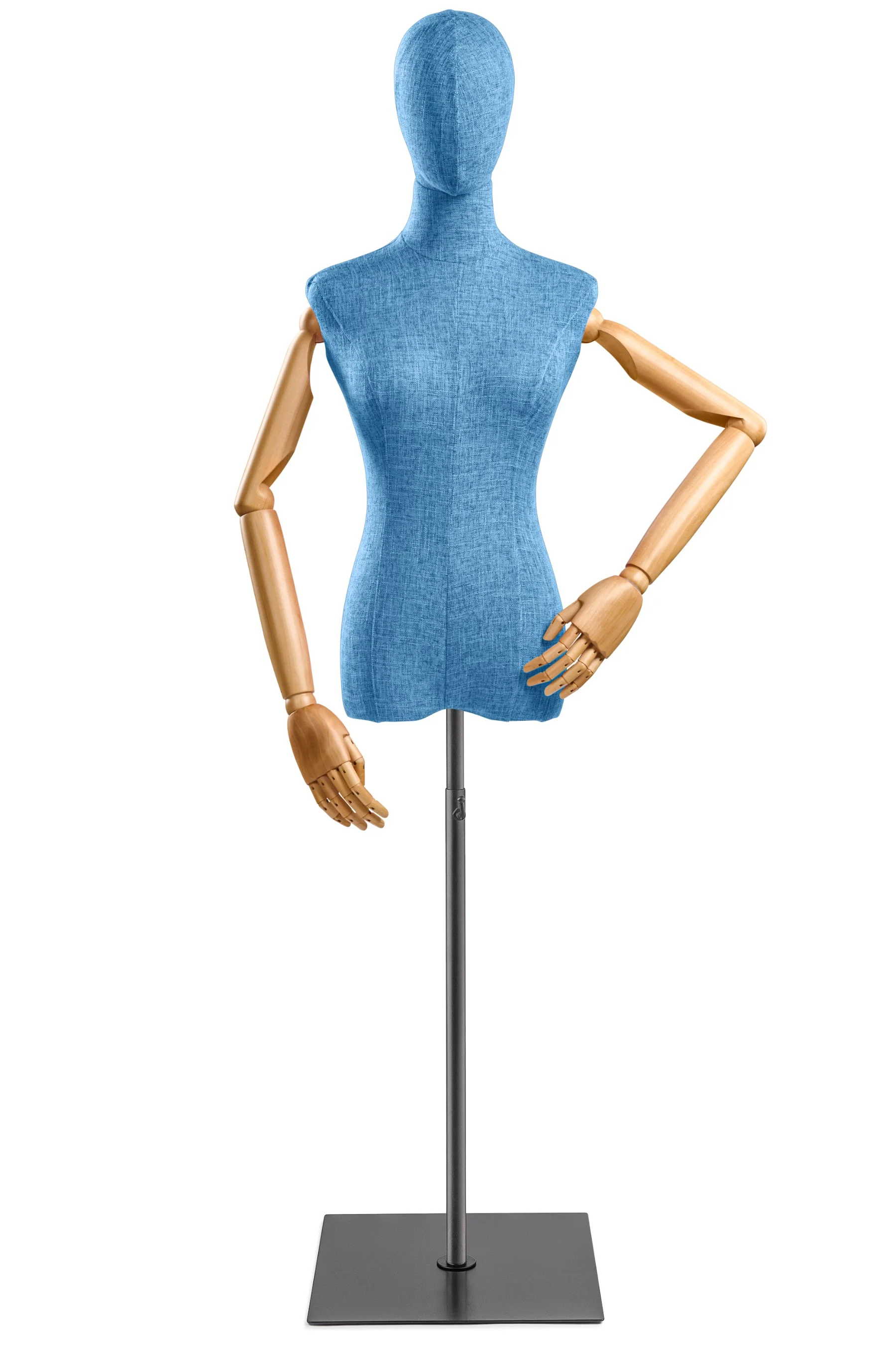 Female Display Dress Form on Metal Flat Base (Head & Arms Version) - Image 29