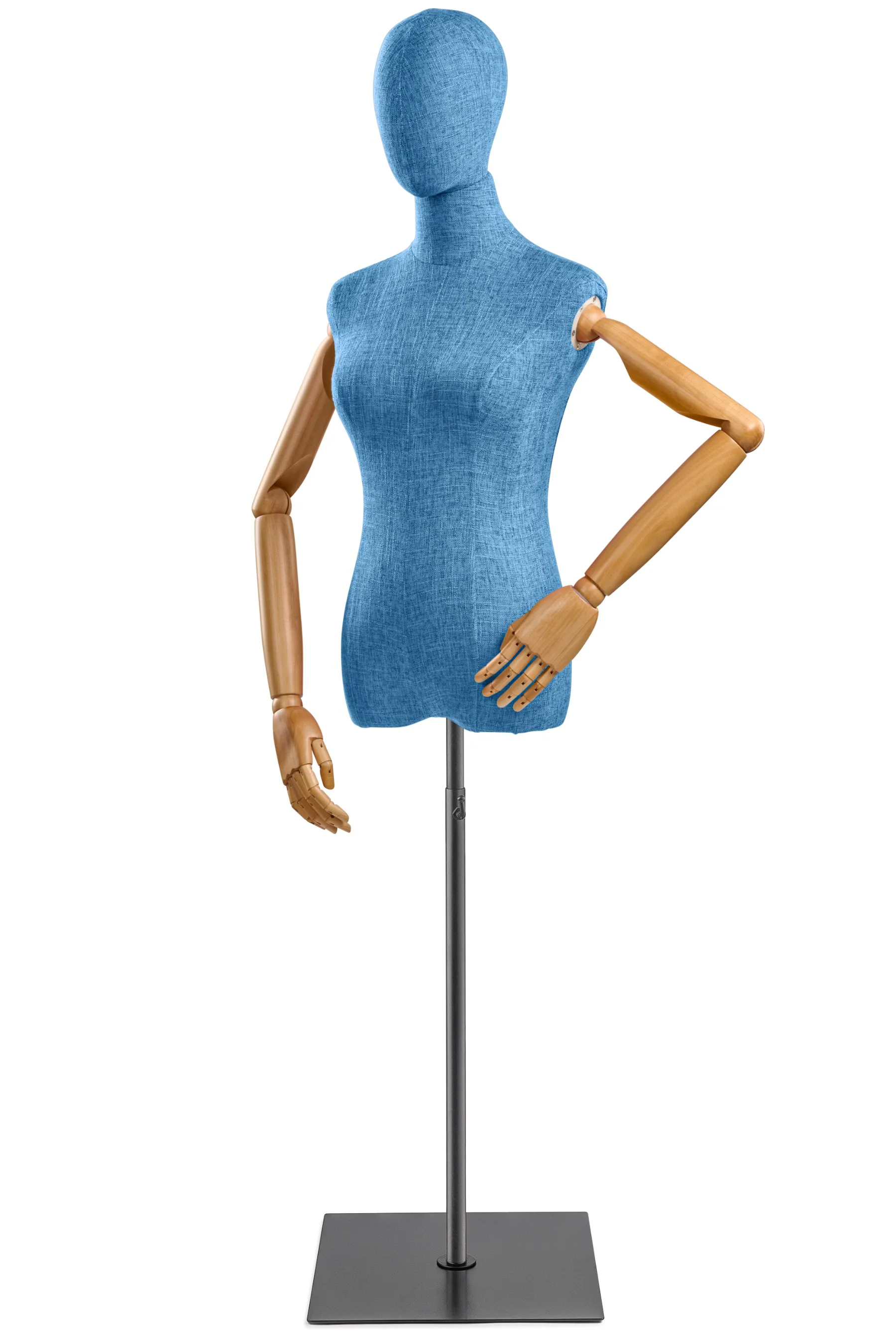 Female Display Dress Form on Metal Flat Base (Head & Arms Version) - Image 30