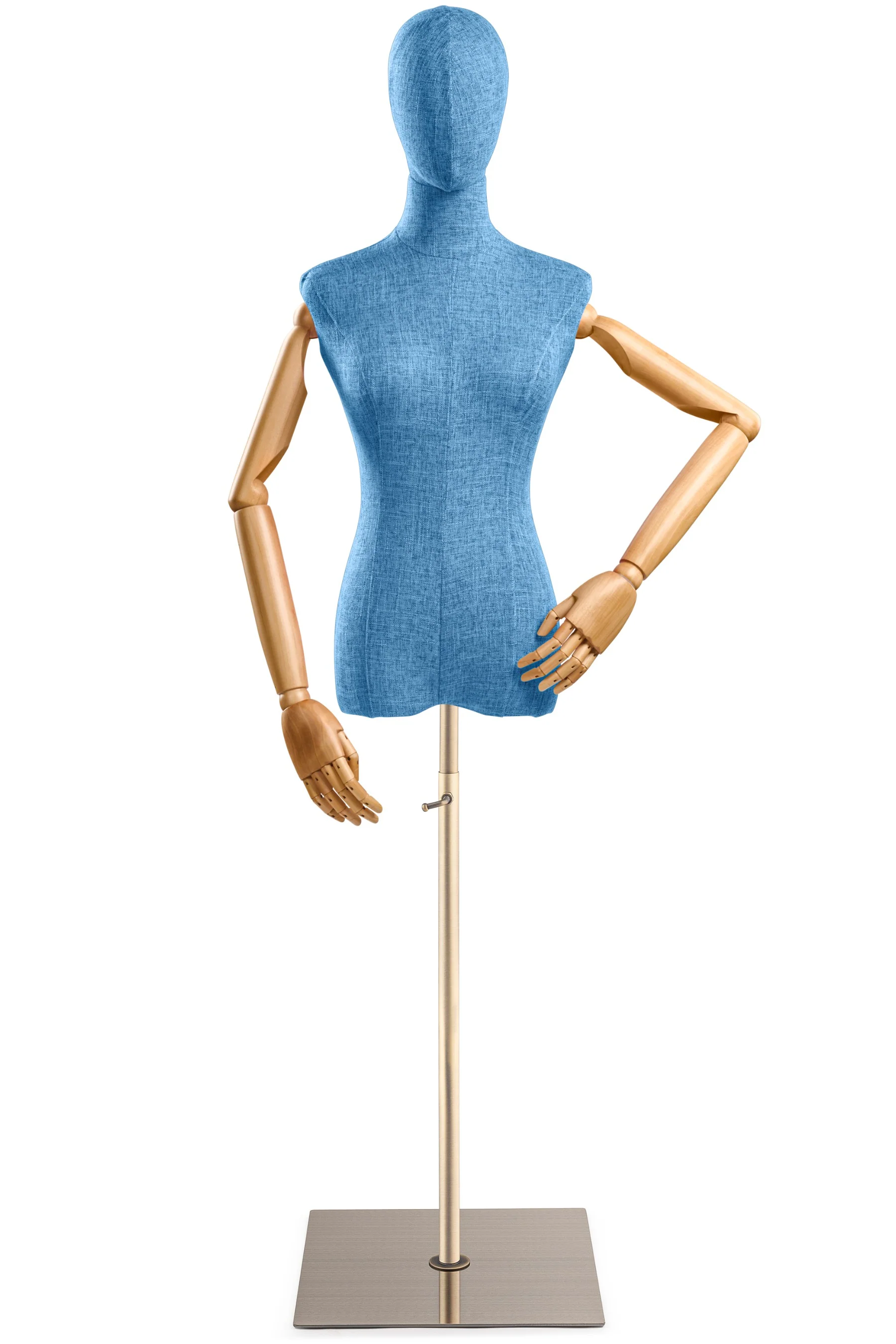 Female Display Dress Form on Metal Flat Base (Head & Arms Version) - Image 31