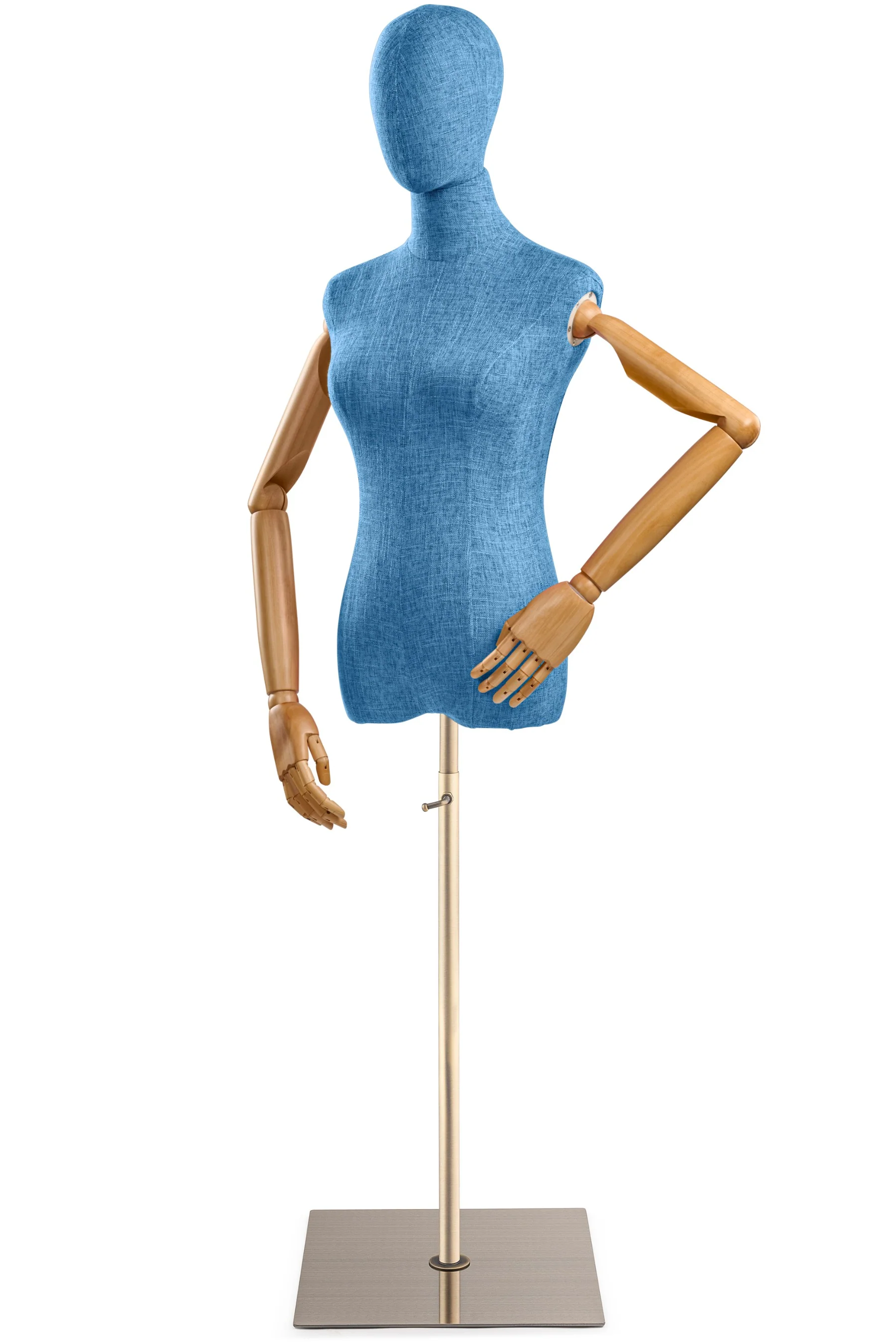 Female Display Dress Form on Metal Flat Base (Head & Arms Version) - Image 32