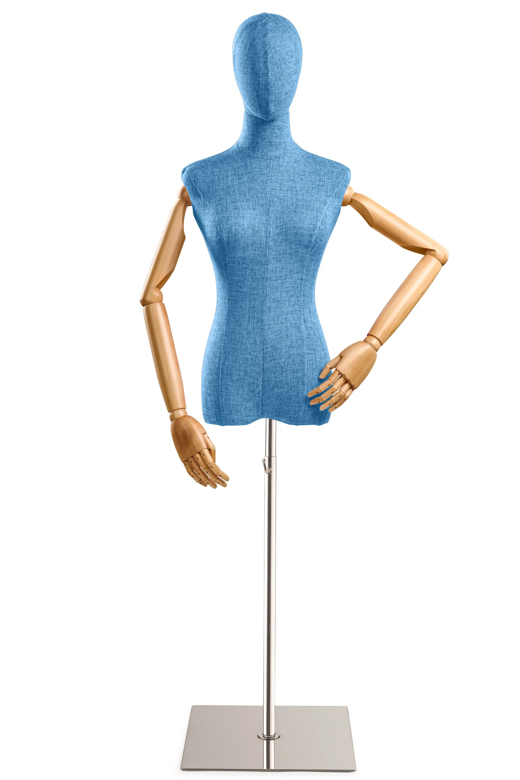Female Display Dress Form on Metal Flat Base (Head & Arms Version) - Image 33