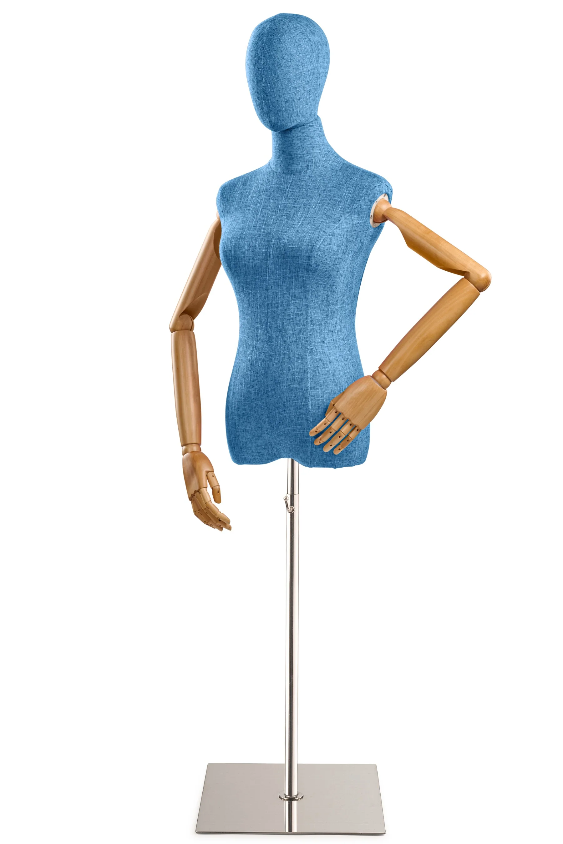 Female Display Dress Form on Metal Flat Base (Head & Arms Version) - Image 34