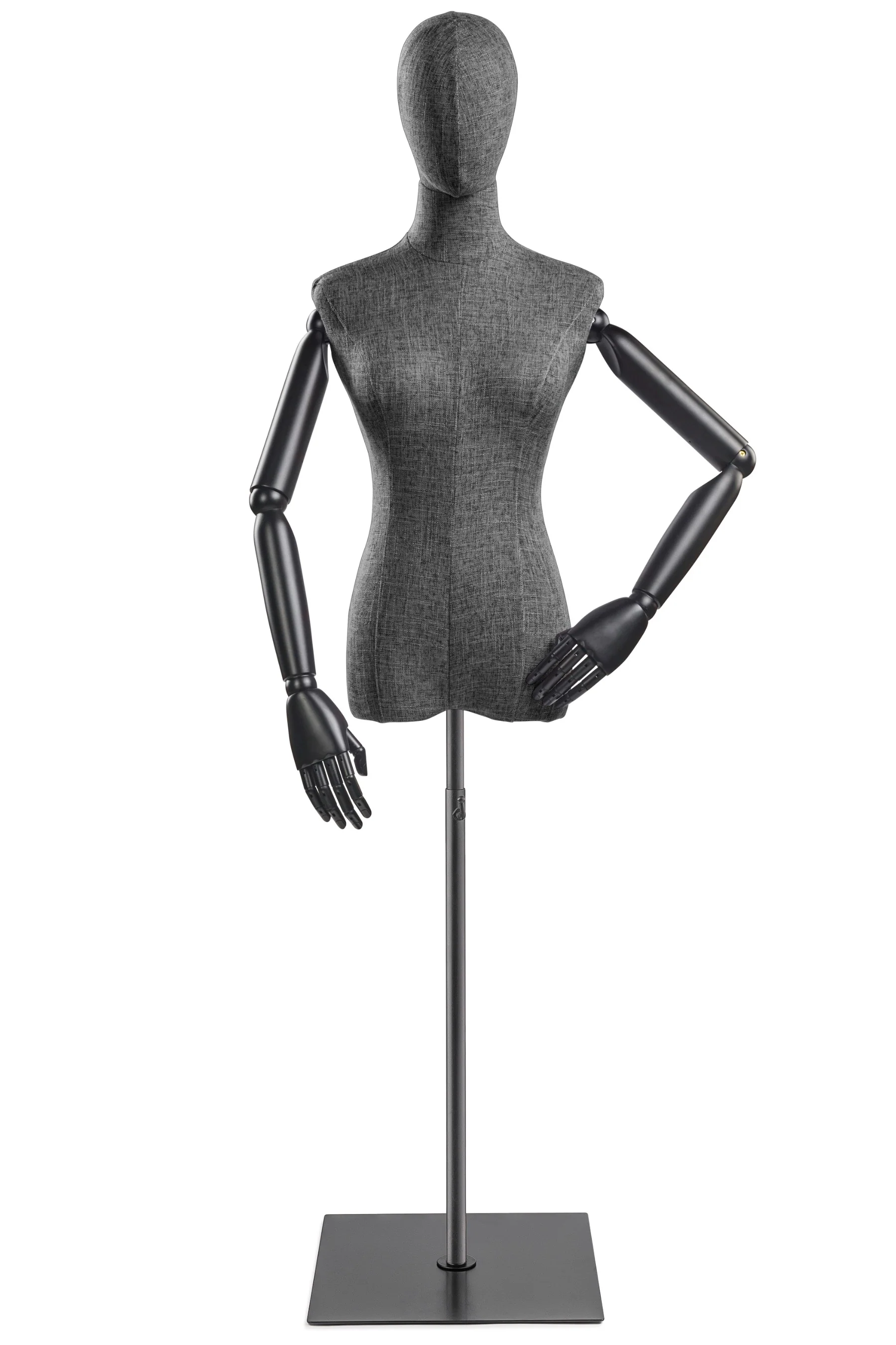 Female Display Dress Form on Metal Flat Base (Head & Arms Version) - Image 35