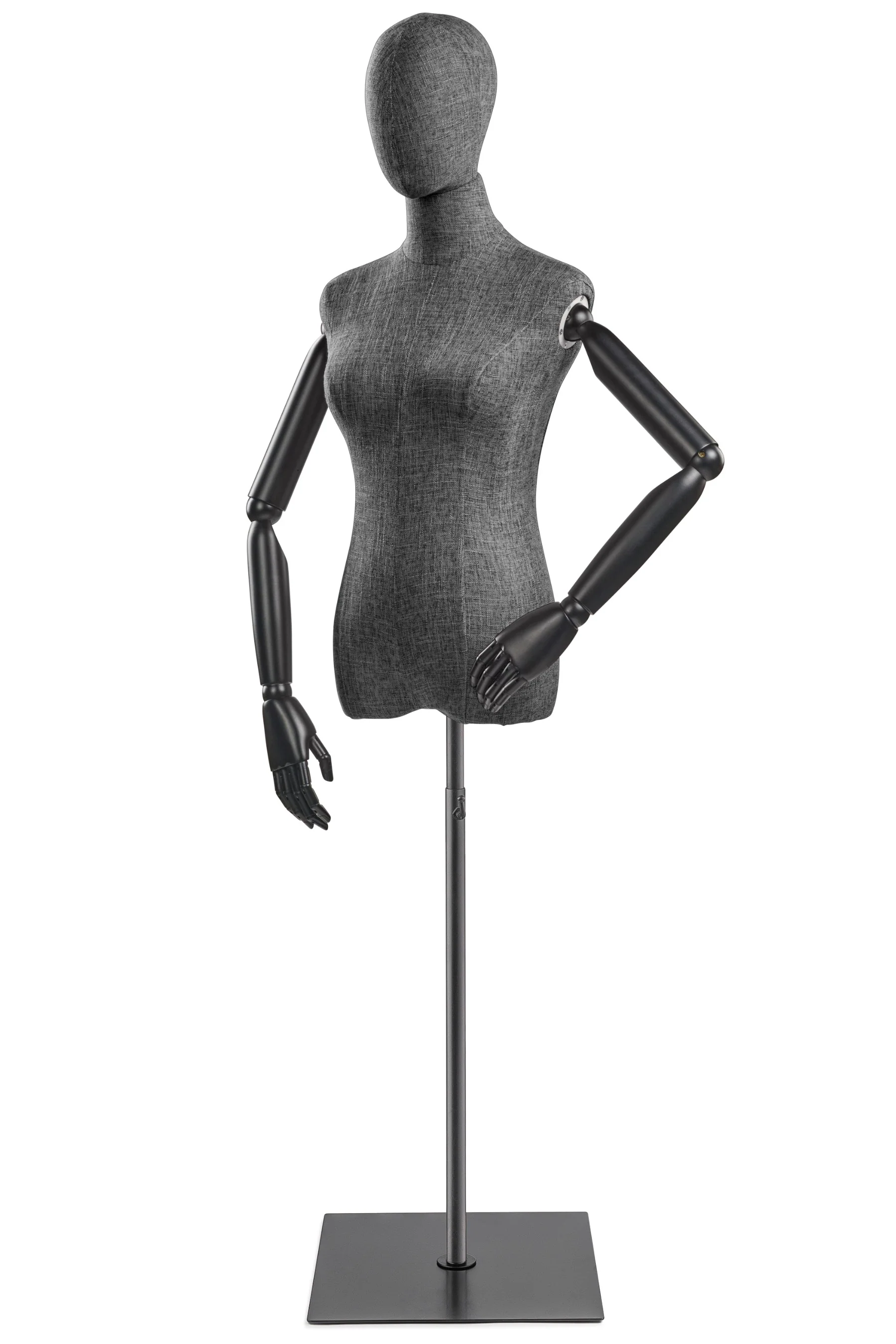 Female Display Dress Form on Metal Flat Base (Head & Arms Version) - Image 36