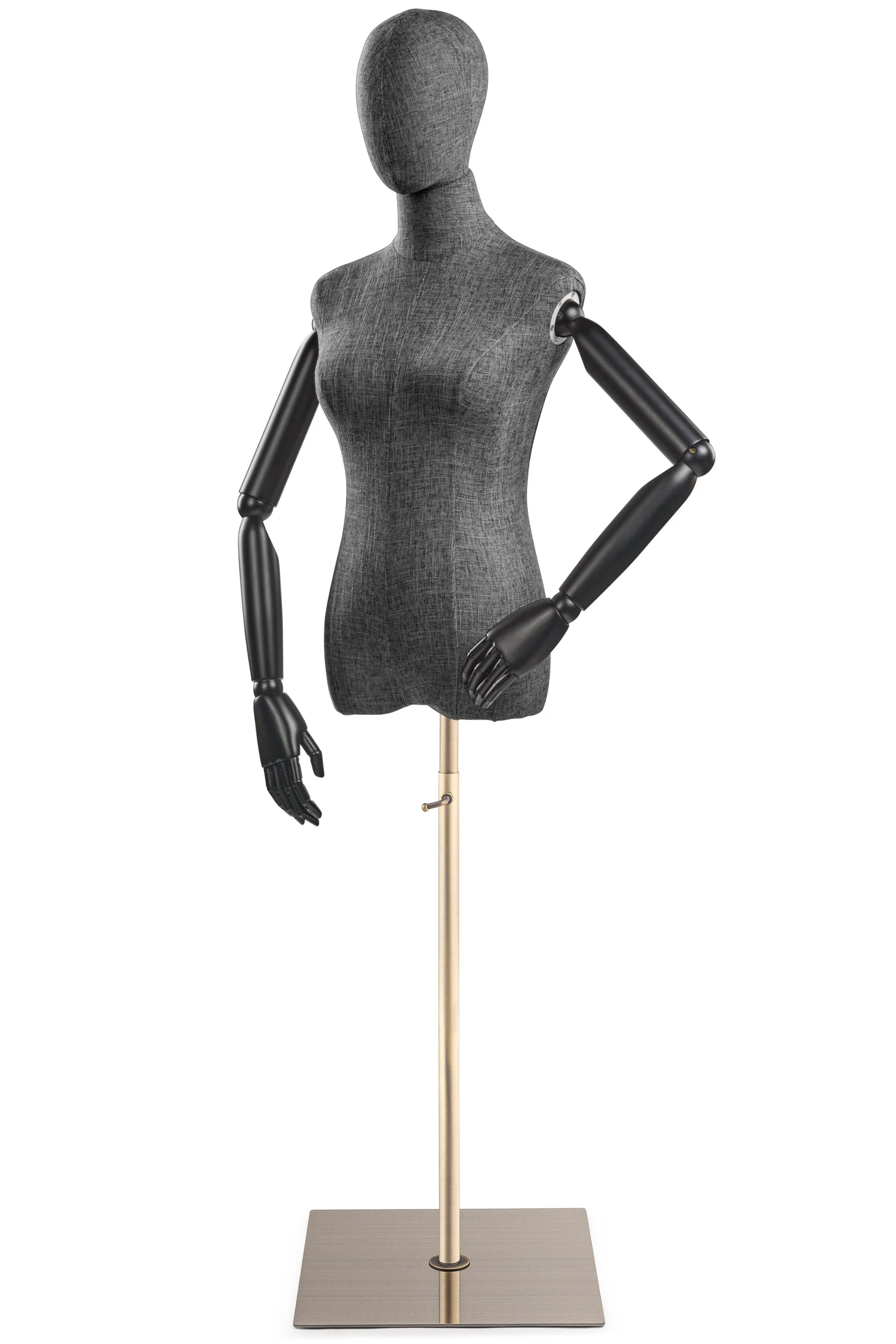 Female Display Dress Form on Metal Flat Base (Head & Arms Version) - Image 38