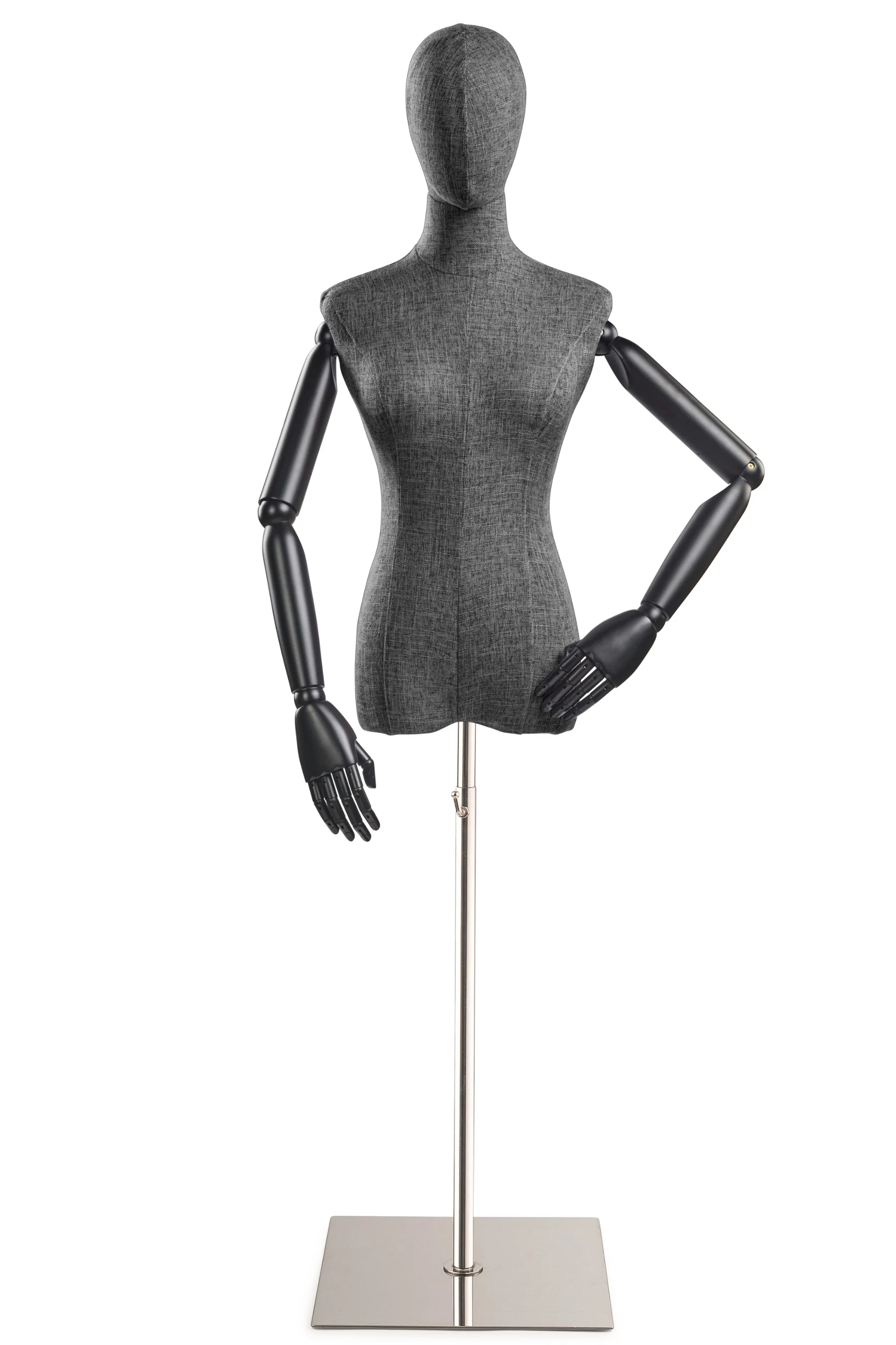 Female Display Dress Form on Metal Flat Base (Head & Arms Version) - Image 39