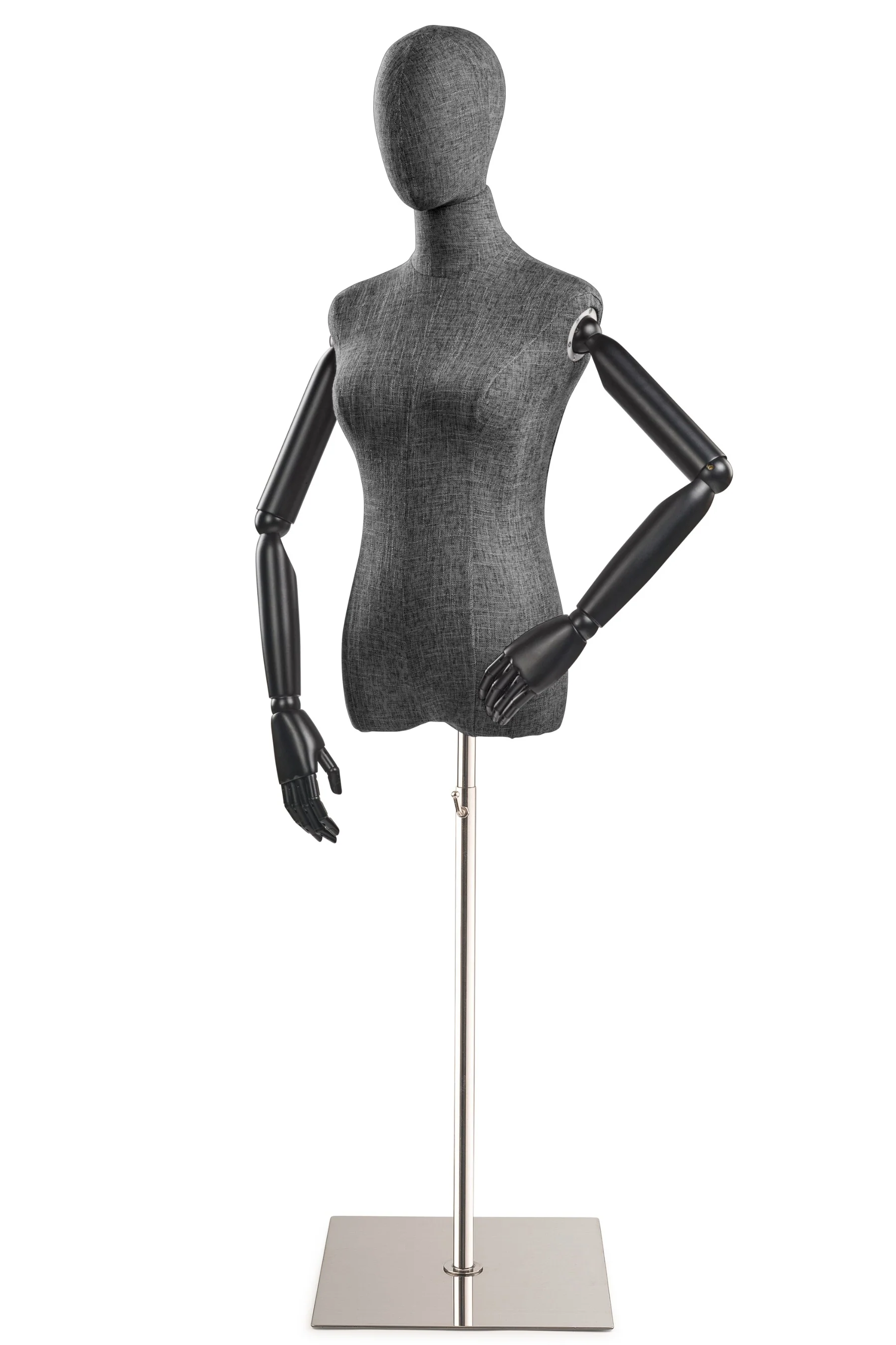 Female Display Dress Form on Metal Flat Base (Head & Arms Version) - Image 40