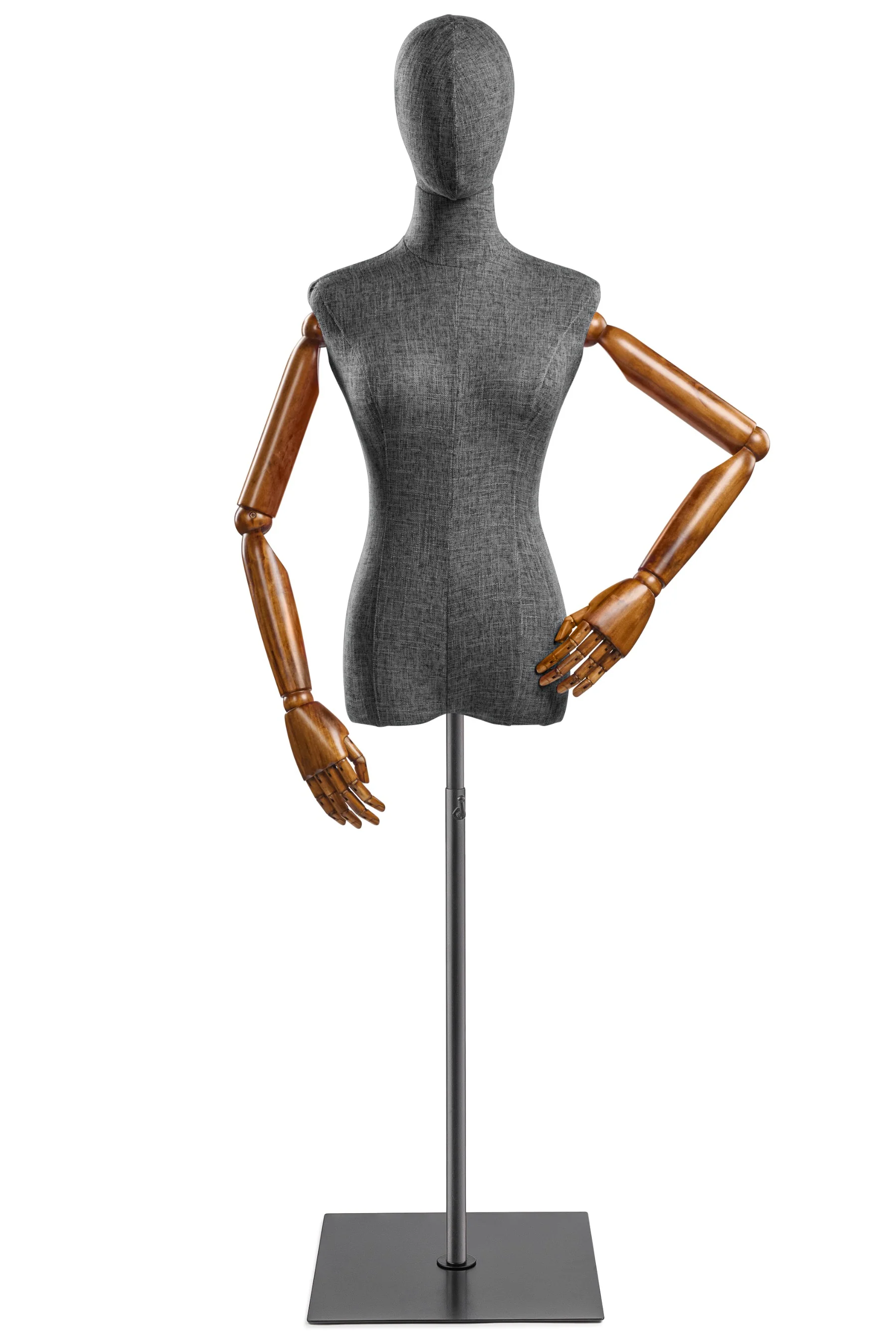 Female Display Dress Form on Metal Flat Base (Head & Arms Version) - Image 41