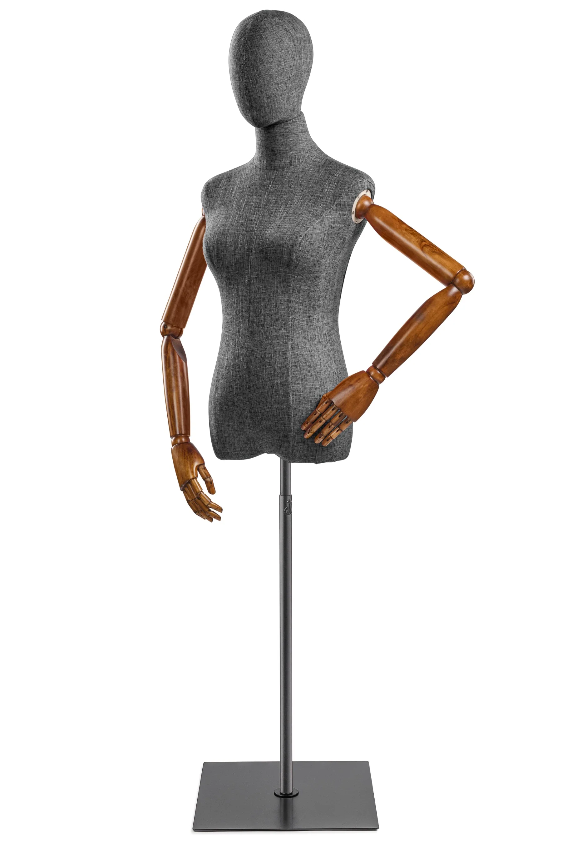 Female Display Dress Form on Metal Flat Base (Head & Arms Version) - Image 42