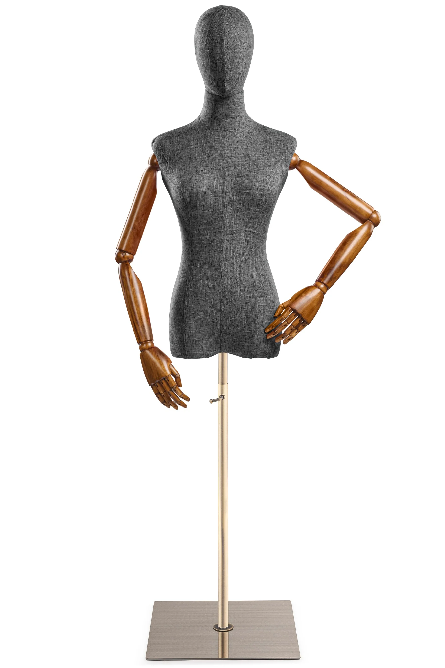 Female Display Dress Form on Metal Flat Base (Head & Arms Version) - Image 43