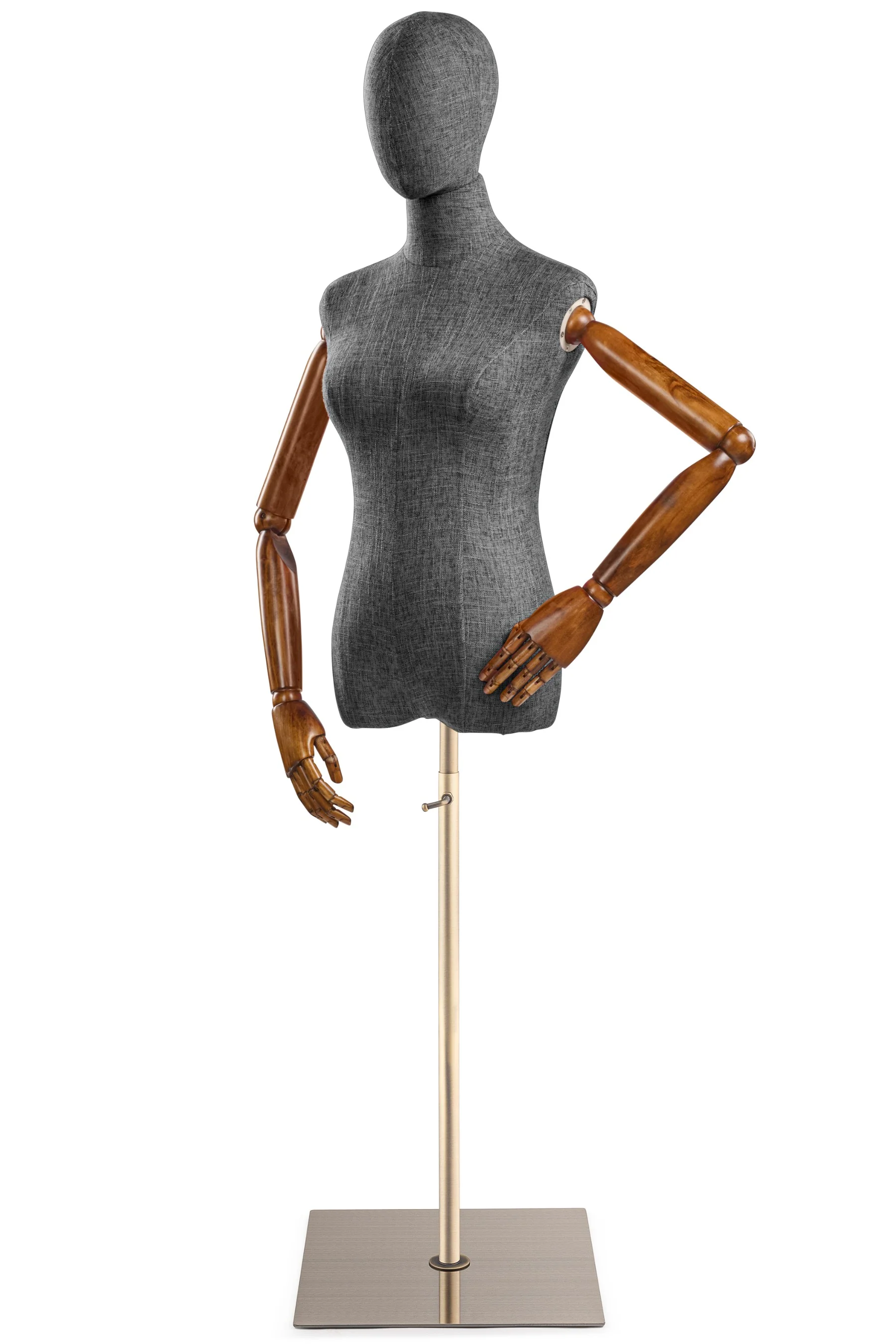 Female Display Dress Form on Metal Flat Base (Head & Arms Version) - Image 44