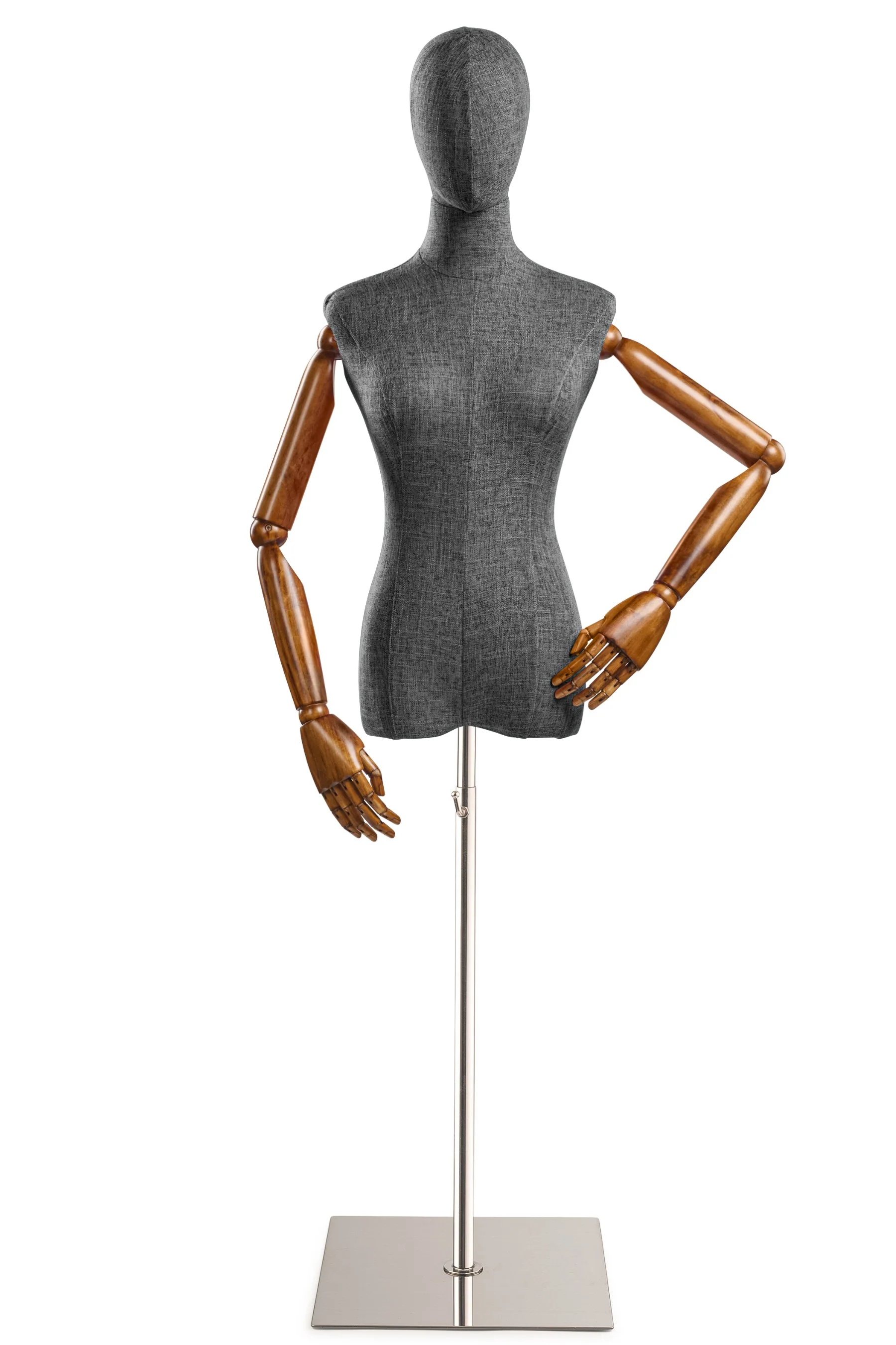 Female Display Dress Form on Metal Flat Base (Head & Arms Version) - Image 45