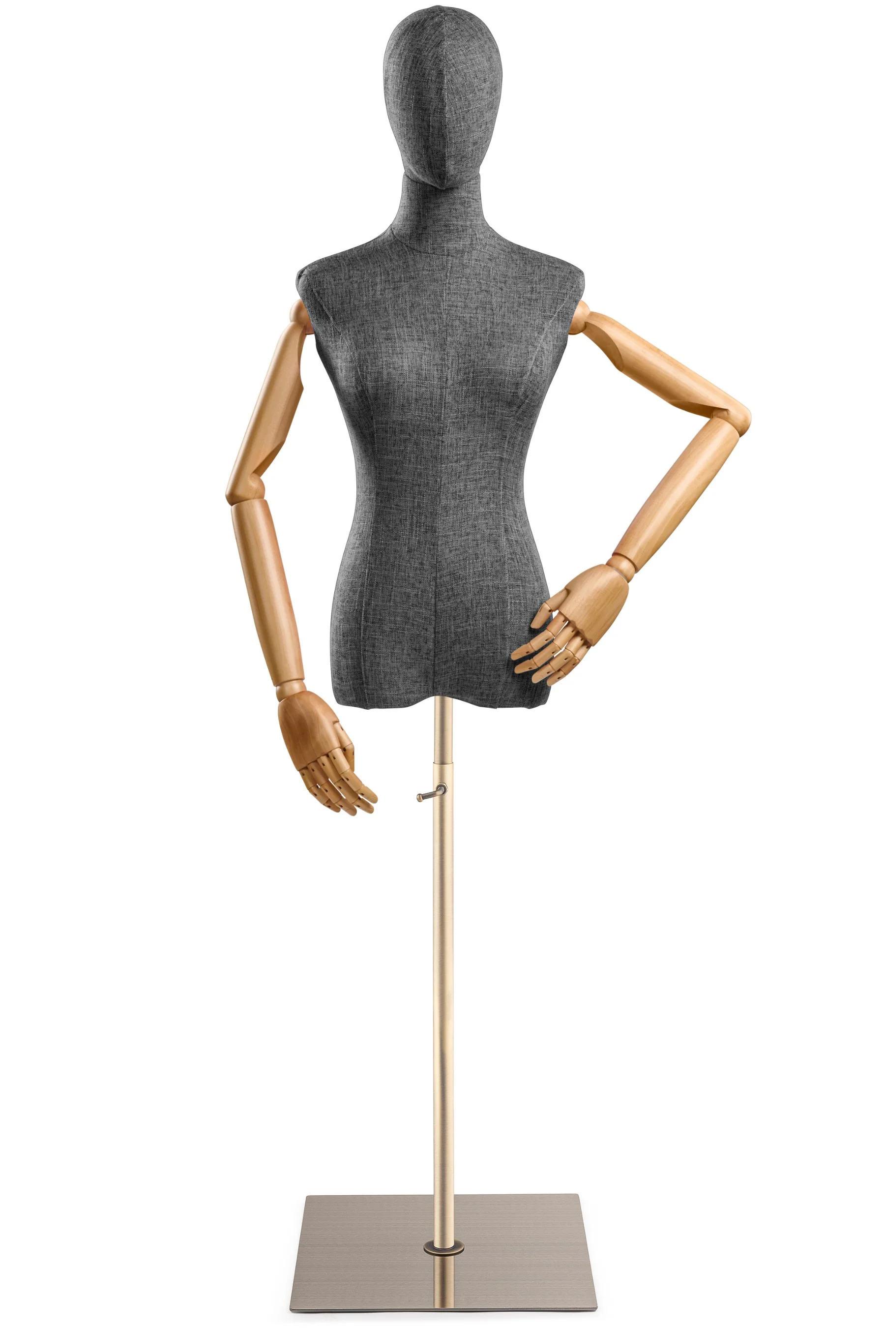 Female Display Dress Form on Metal Flat Base (Head & Arms Version) - Image 49