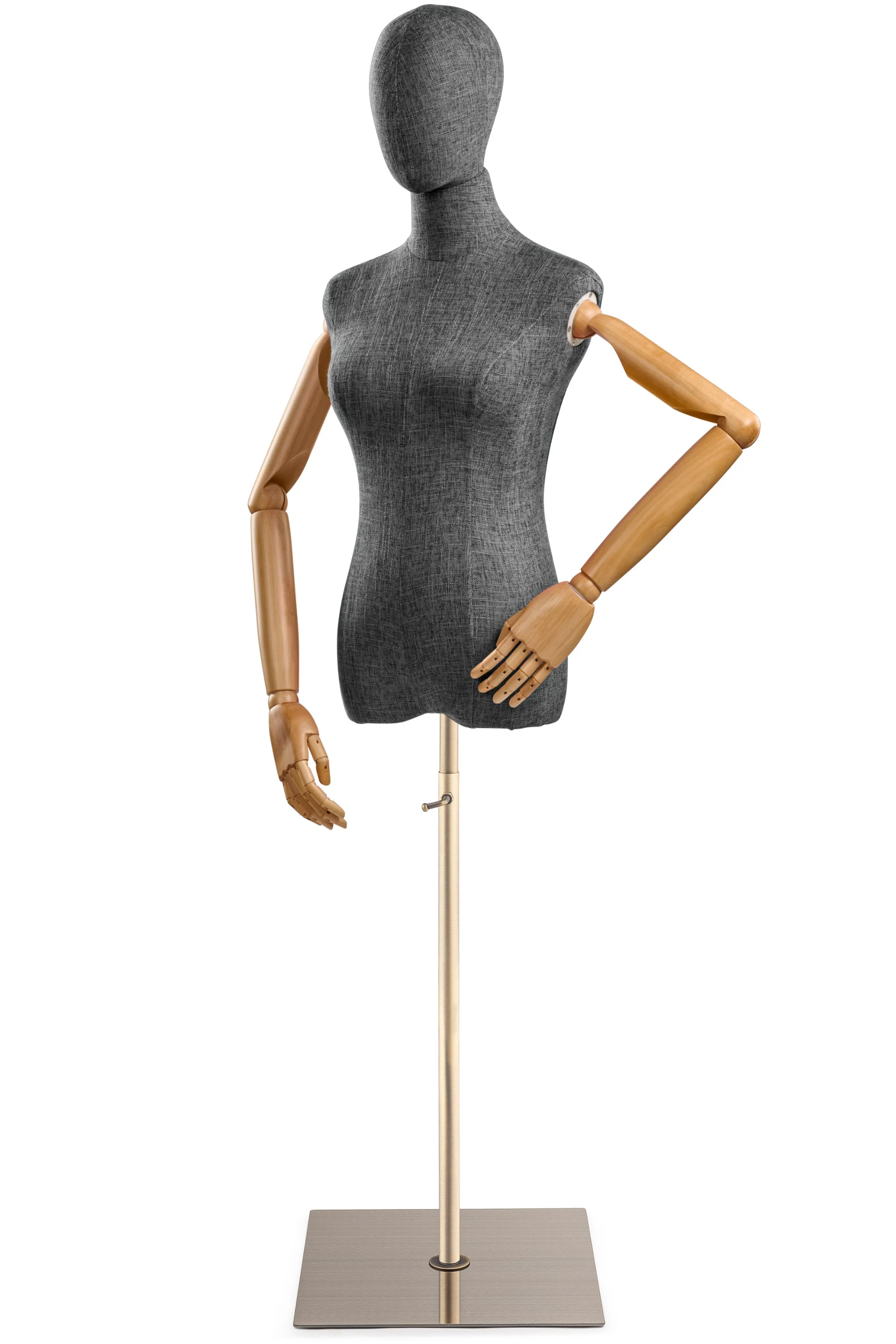 Female Display Dress Form on Metal Flat Base (Head & Arms Version) - Image 50