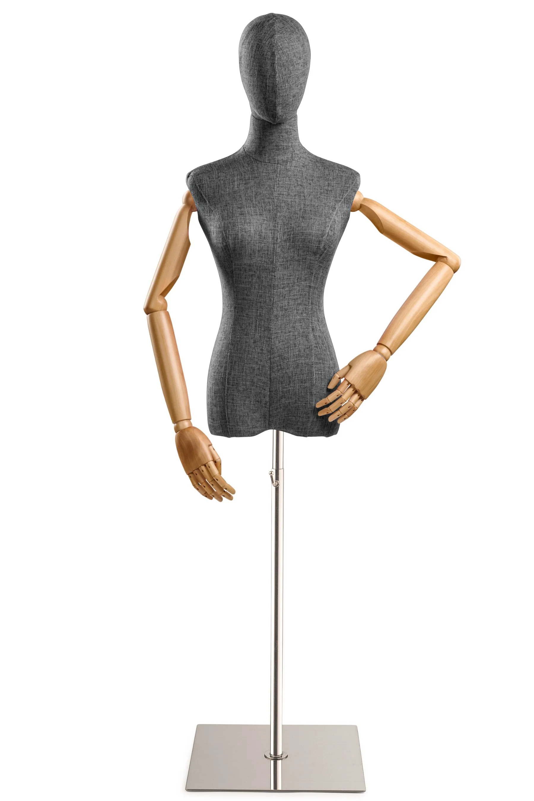 Female Display Dress Form on Metal Flat Base (Head & Arms Version) - Image 51