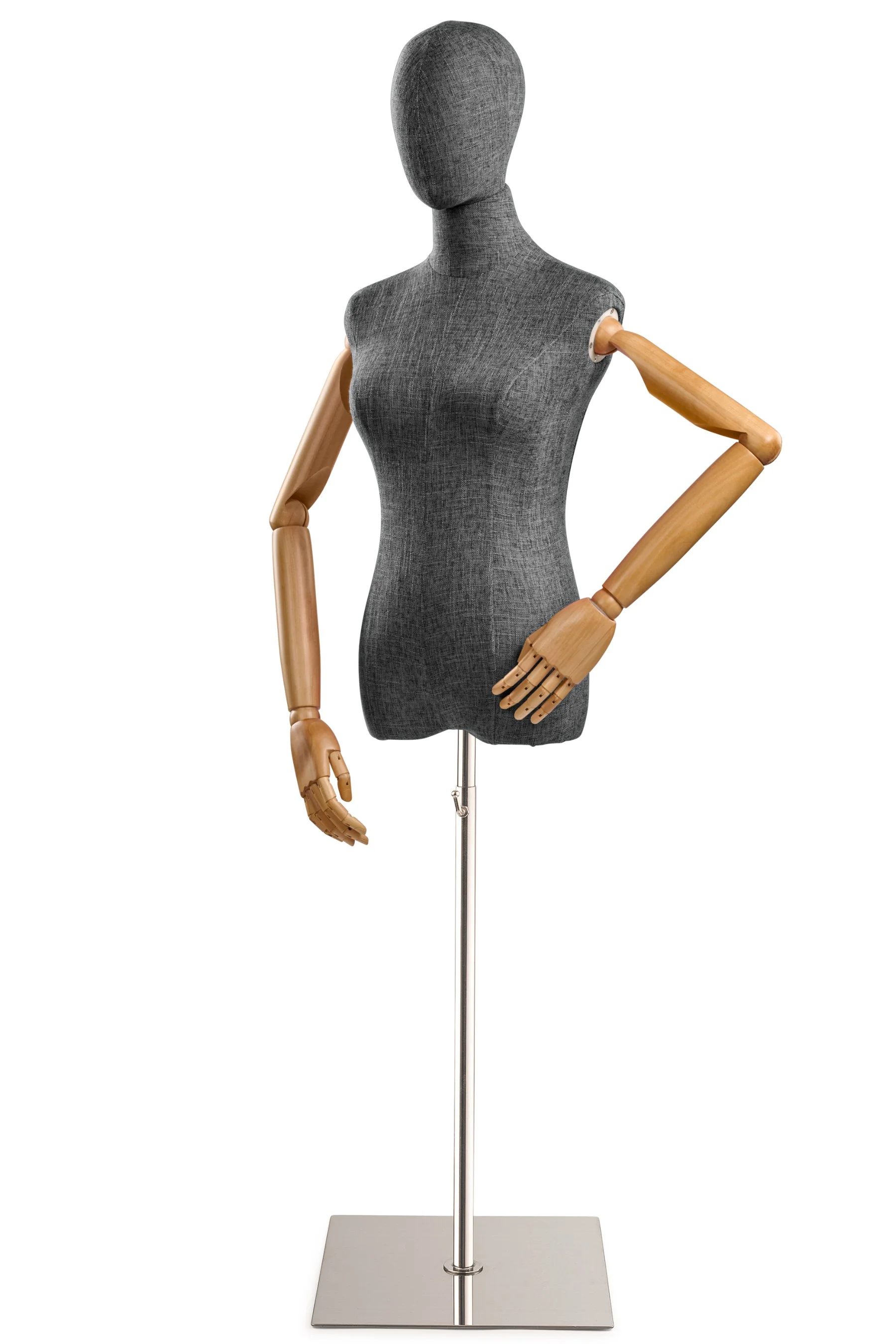 Female Display Dress Form on Metal Flat Base (Head & Arms Version) - Image 52