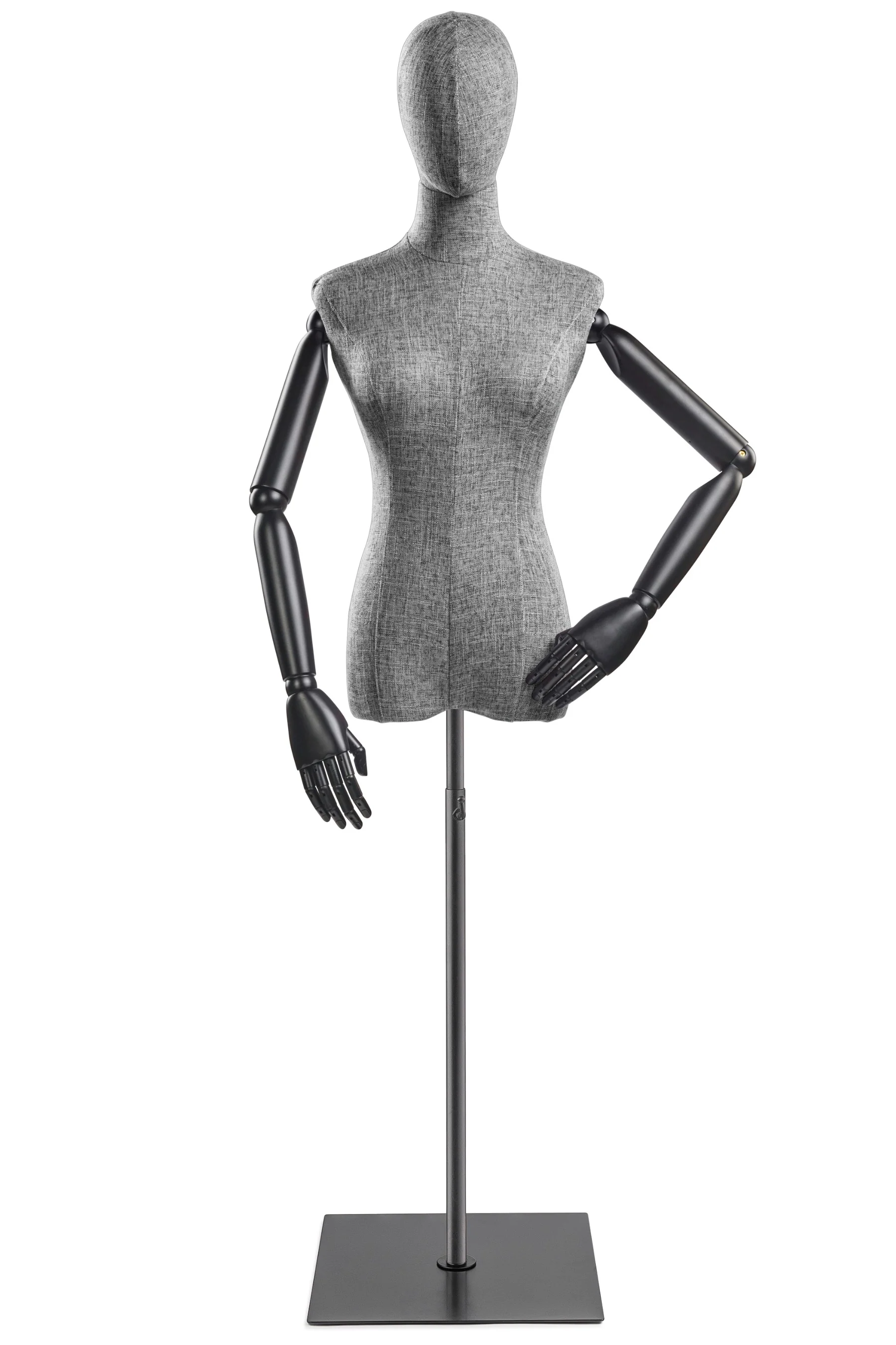 Female Display Dress Form on Metal Flat Base (Head & Arms Version) - Image 53