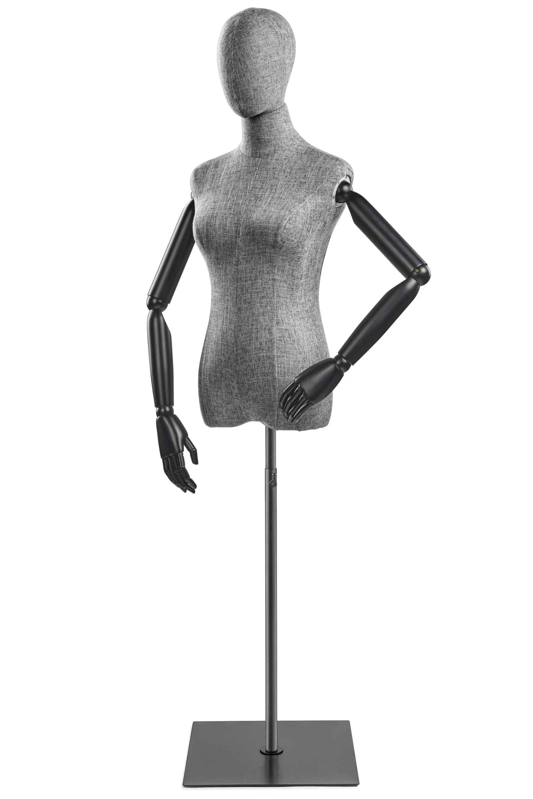Female Display Dress Form on Metal Flat Base (Head & Arms Version) - Image 54