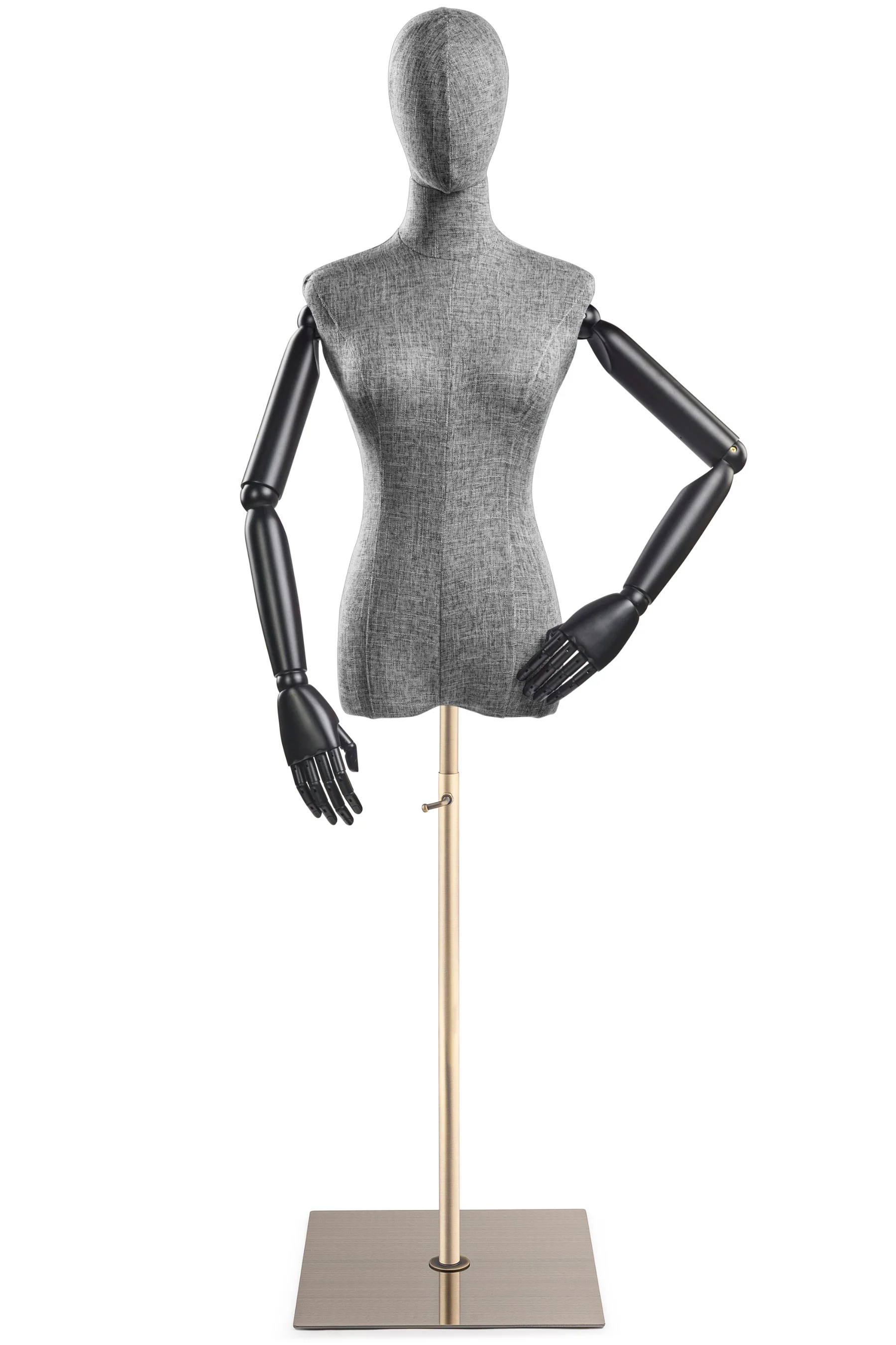 Female Display Dress Form on Metal Flat Base (Head & Arms Version) - Image 55
