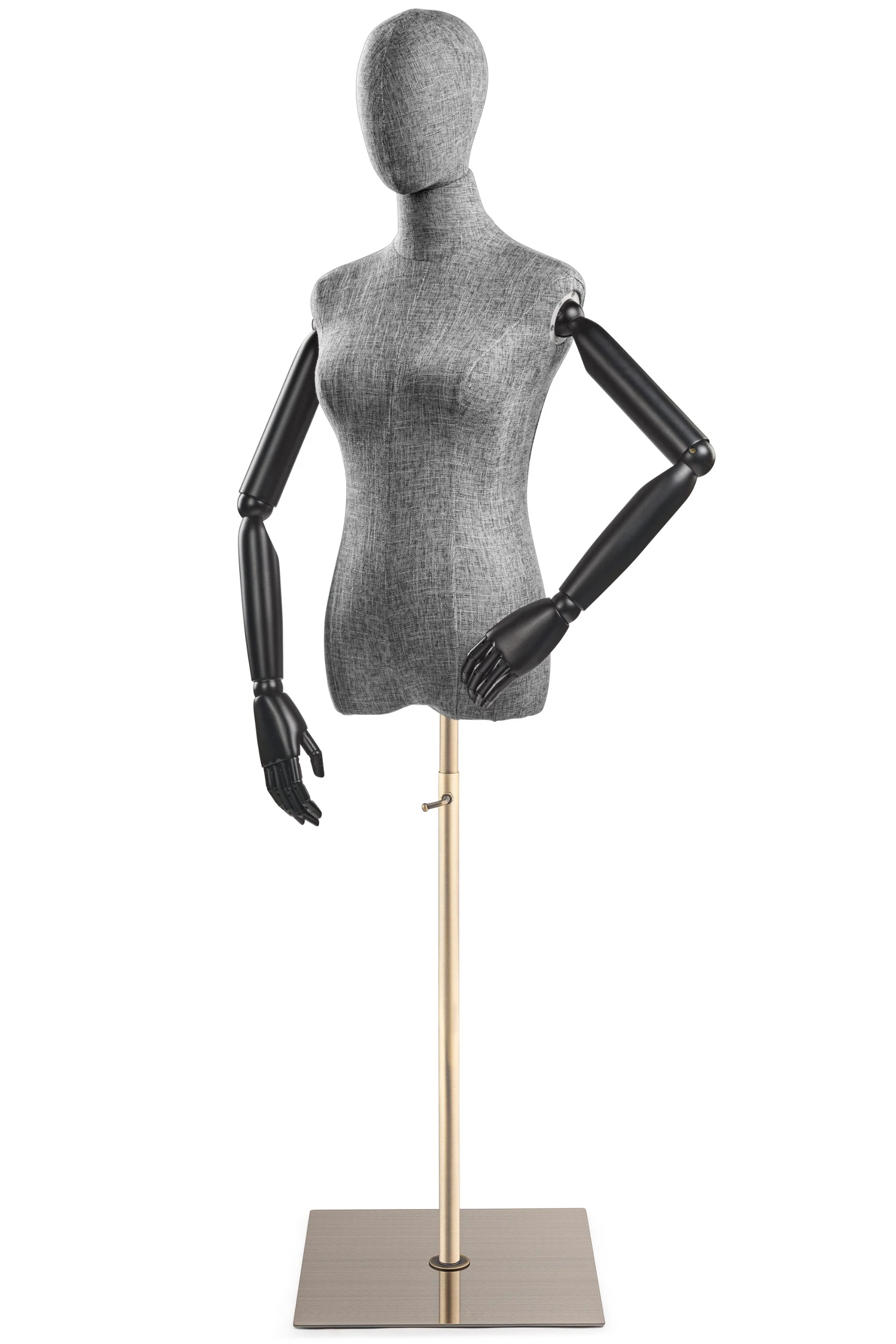 Female Display Dress Form on Metal Flat Base (Head & Arms Version) - Image 56