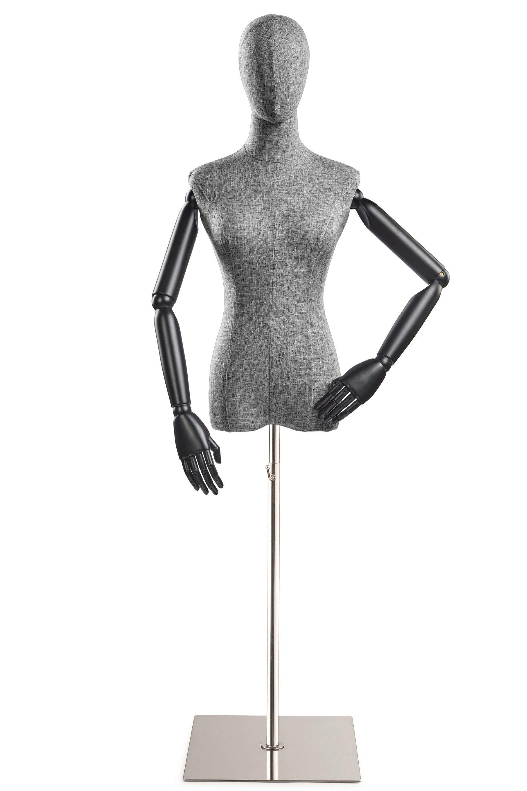 Female Display Dress Form on Metal Flat Base (Head & Arms Version) - Image 57