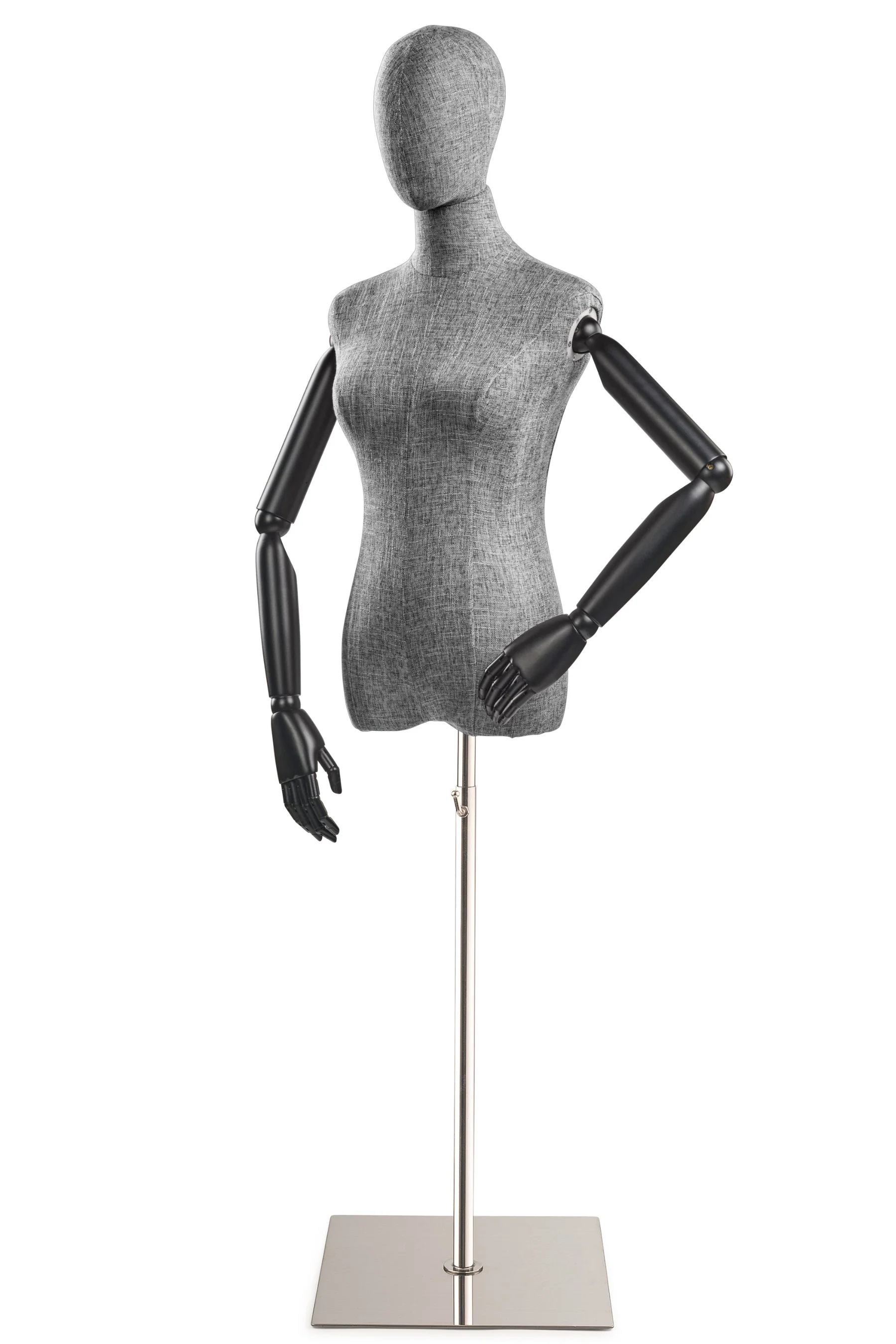 Female Display Dress Form on Metal Flat Base (Head & Arms Version) - Image 58