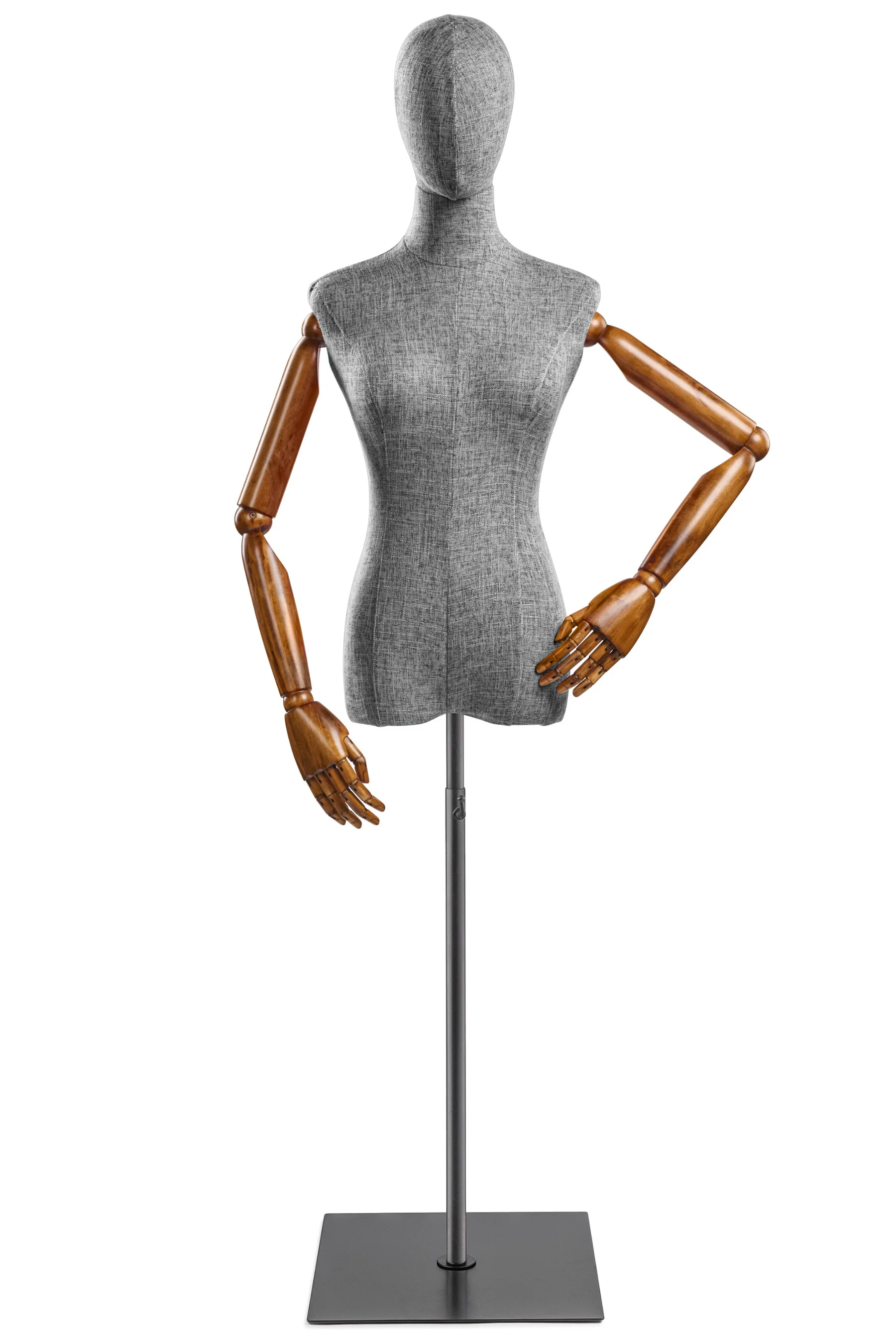 Female Display Dress Form on Metal Flat Base (Head & Arms Version) - Image 59