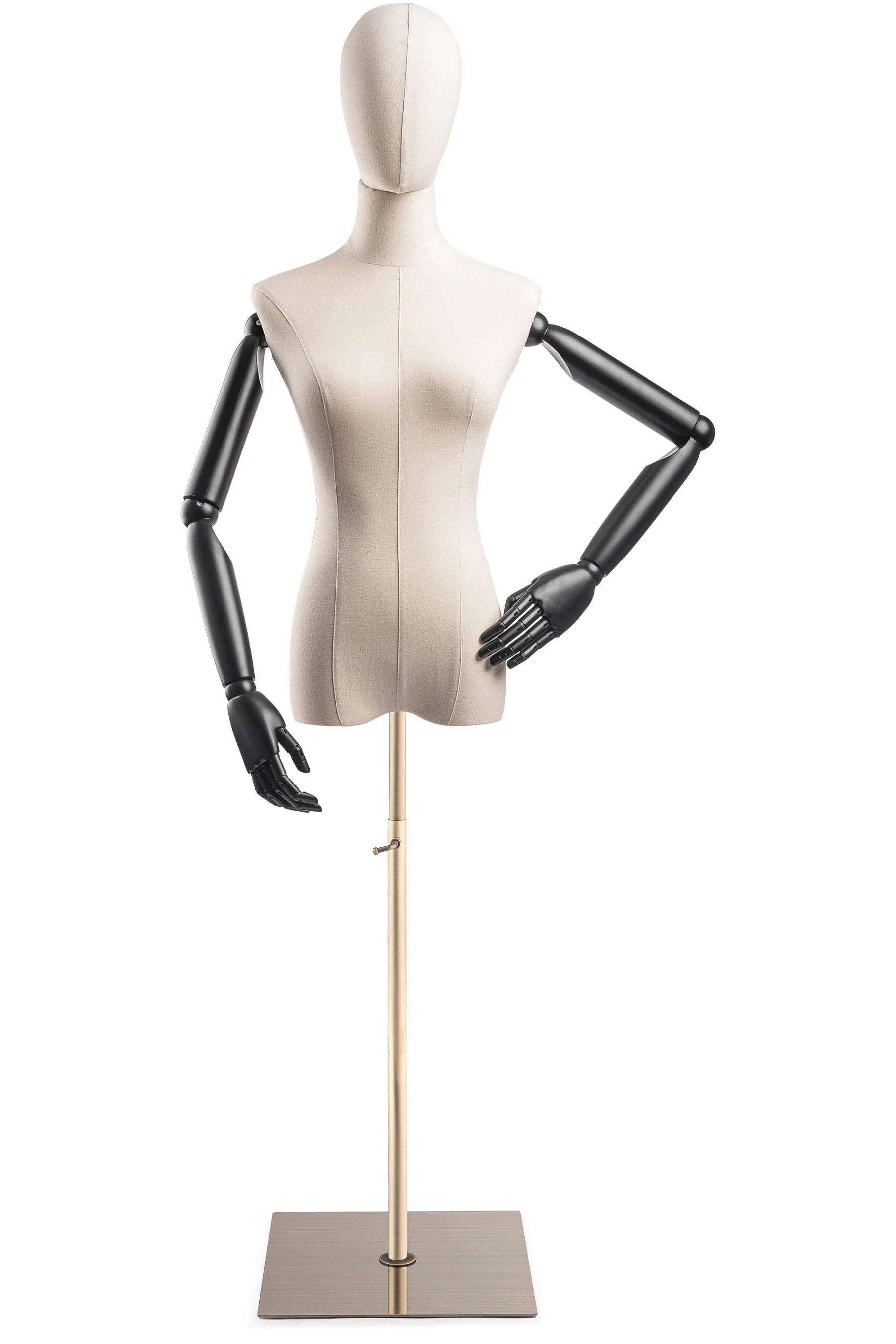 Female Display Dress Form on Metal Flat Base (Head & Arms Version) - Image 6