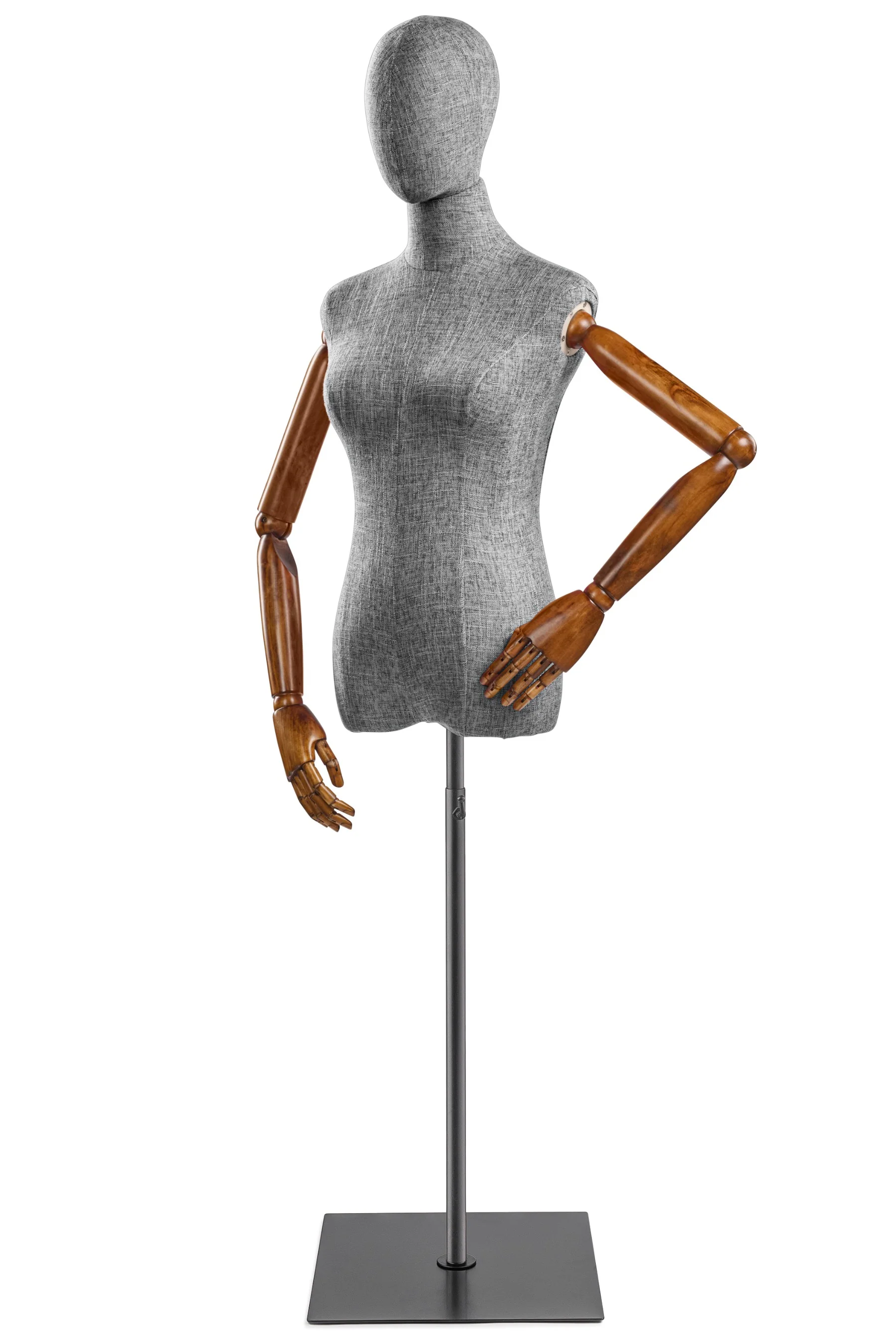 Female Display Dress Form on Metal Flat Base (Head & Arms Version) - Image 60