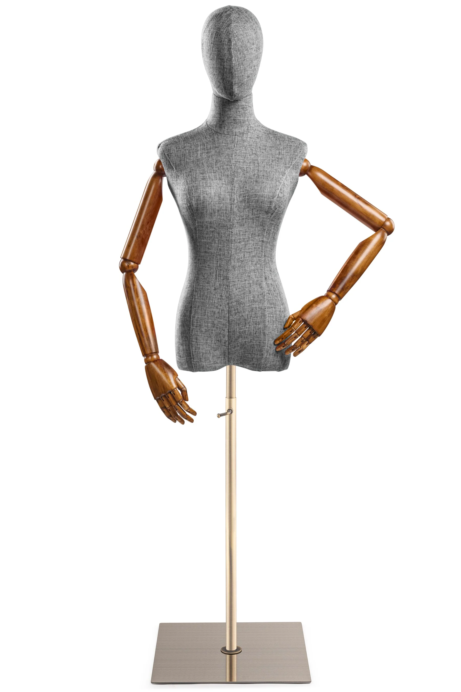 Female Display Dress Form on Metal Flat Base (Head & Arms Version) - Image 61