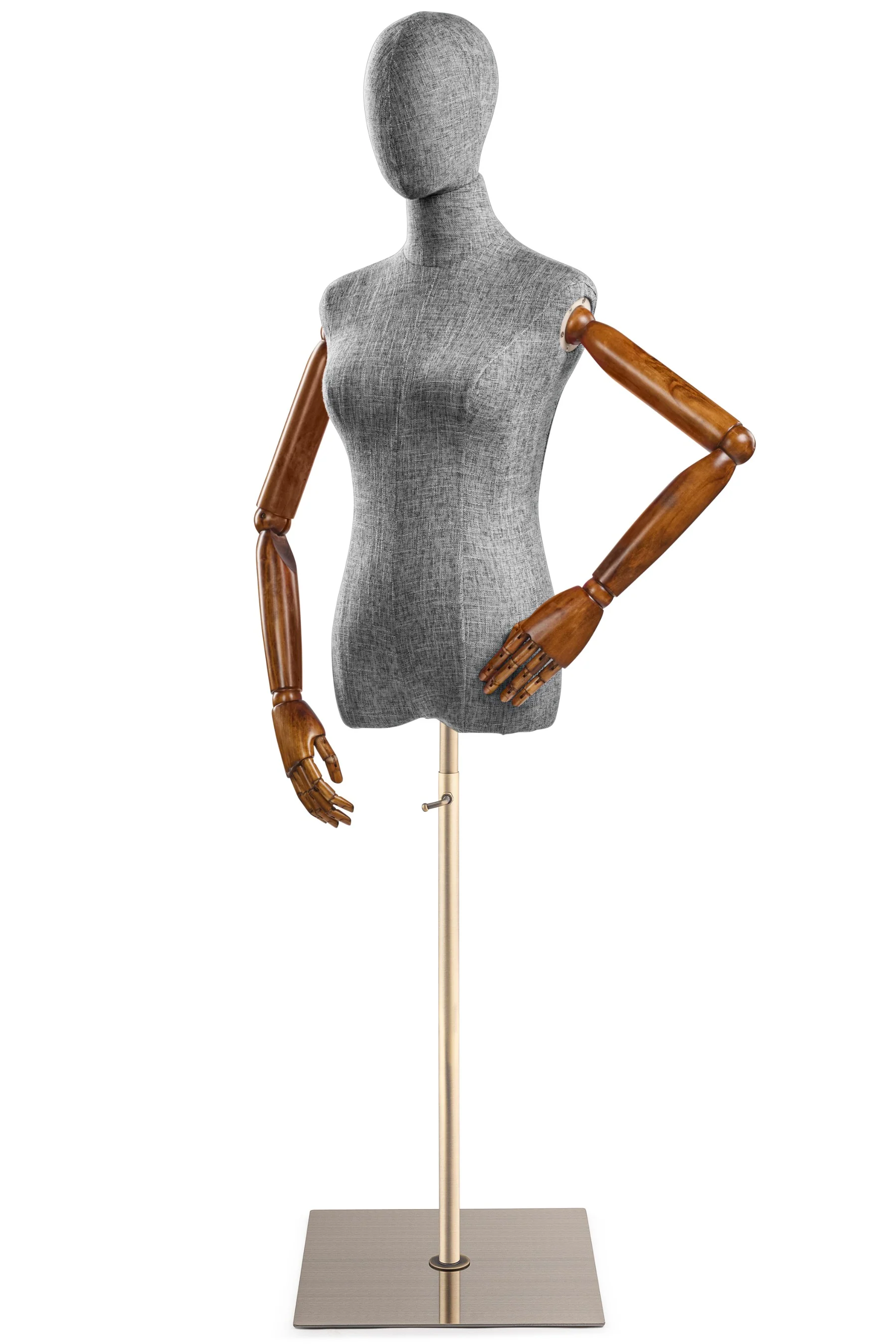 Female Display Dress Form on Metal Flat Base (Head & Arms Version) - Image 62