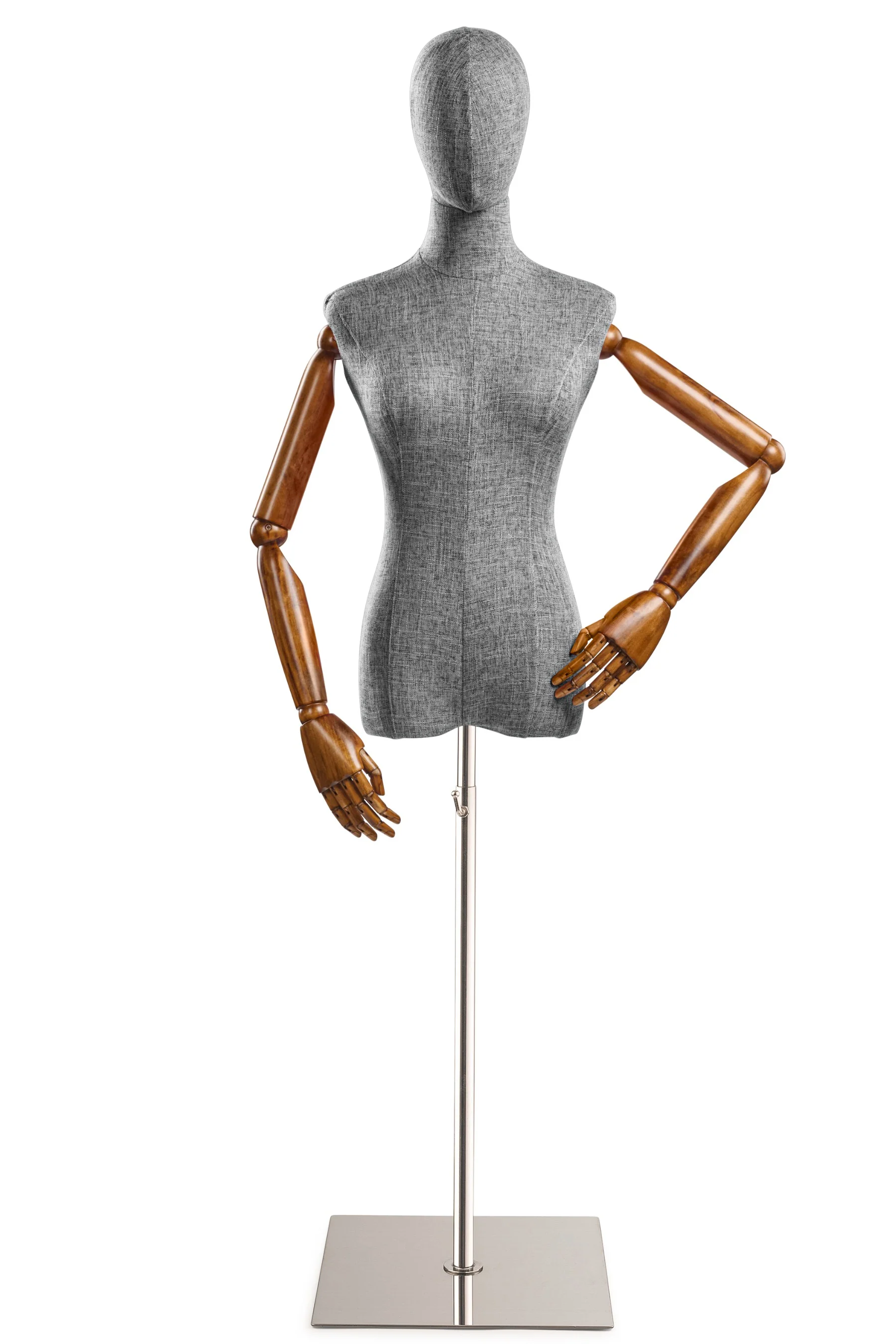 Female Display Dress Form on Metal Flat Base (Head & Arms Version) - Image 63