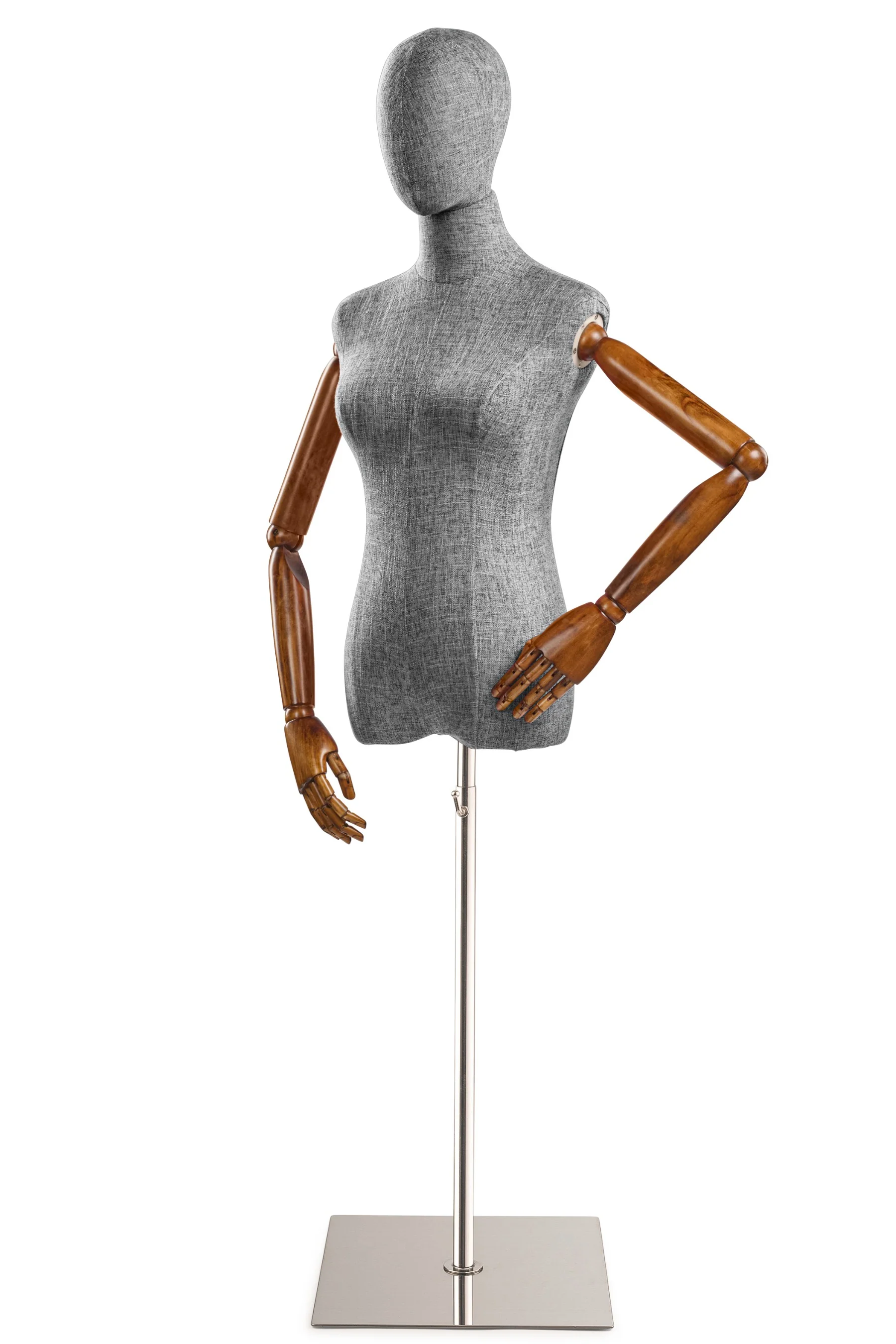 Female Display Dress Form on Metal Flat Base (Head & Arms Version) - Image 64