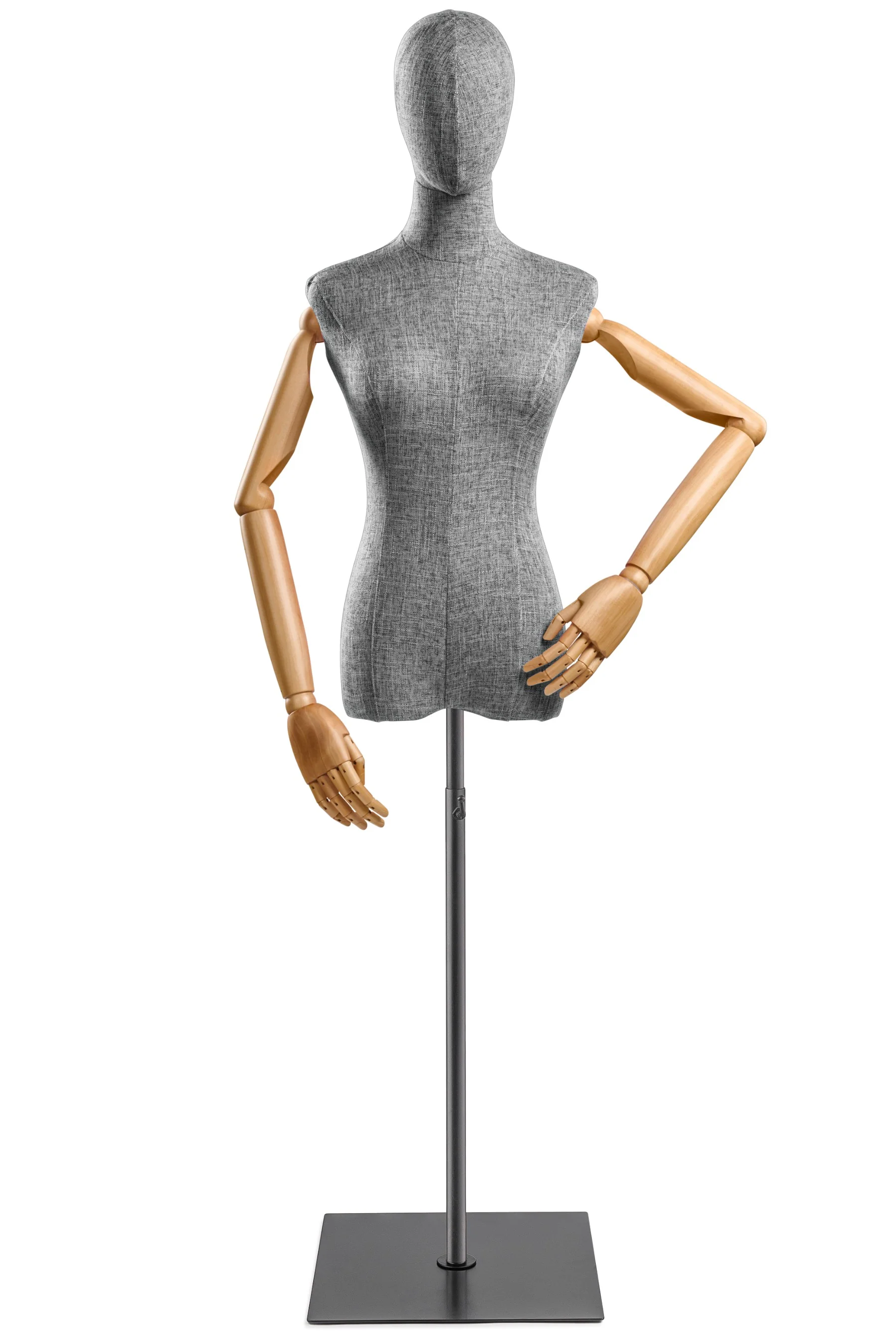 Female Display Dress Form on Metal Flat Base (Head & Arms Version) - Image 65