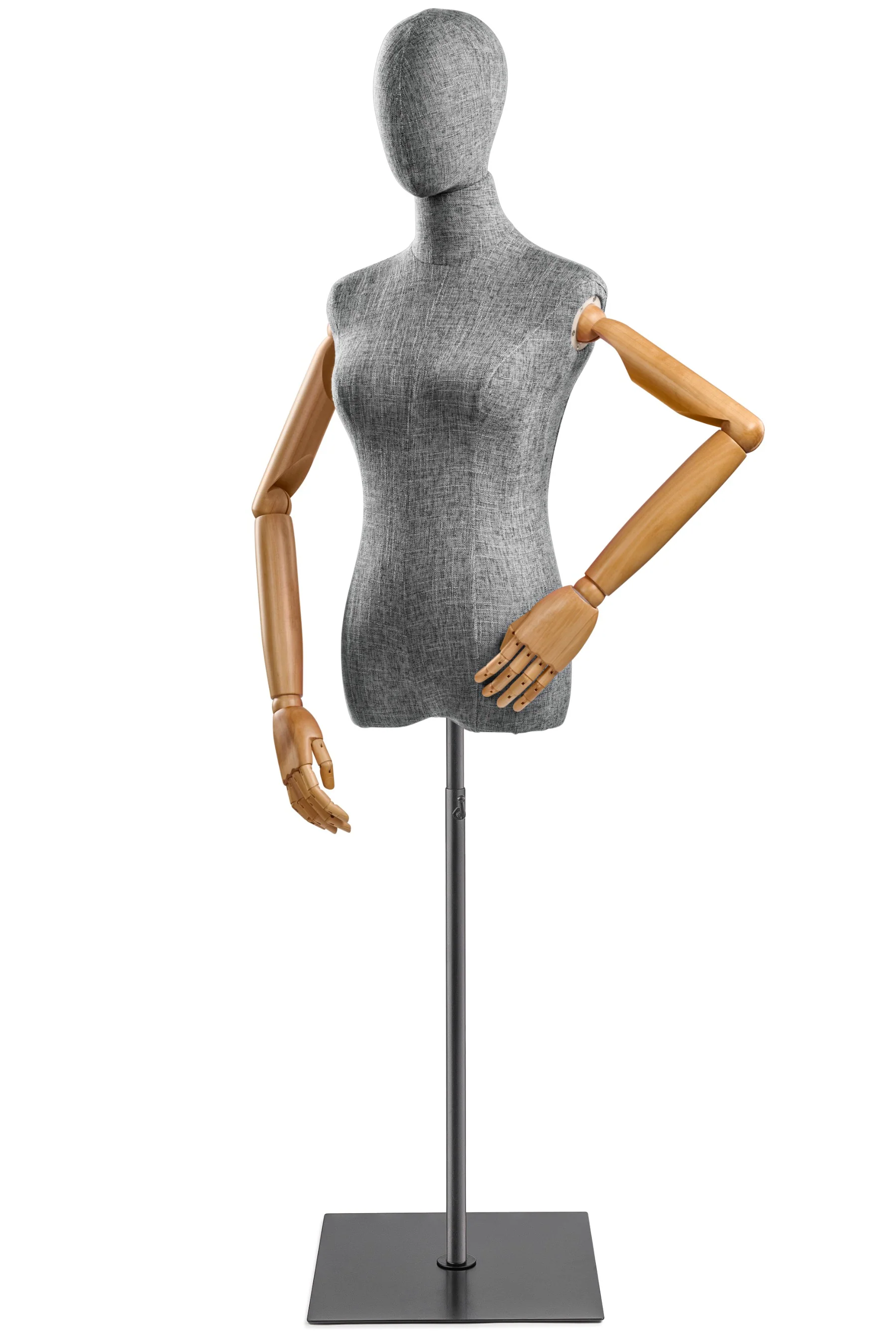 Female Display Dress Form on Metal Flat Base (Head & Arms Version) - Image 66