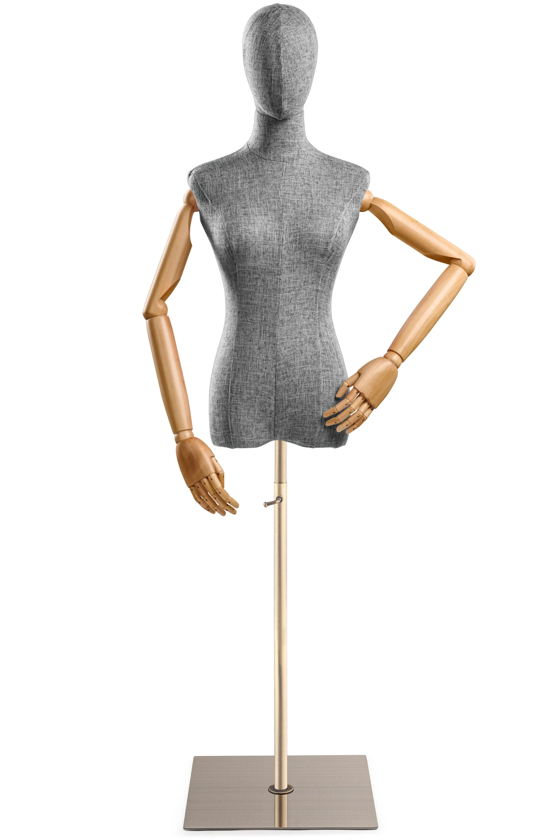 Female Display Dress Form on Metal Flat Base (Head & Arms Version) - Image 67
