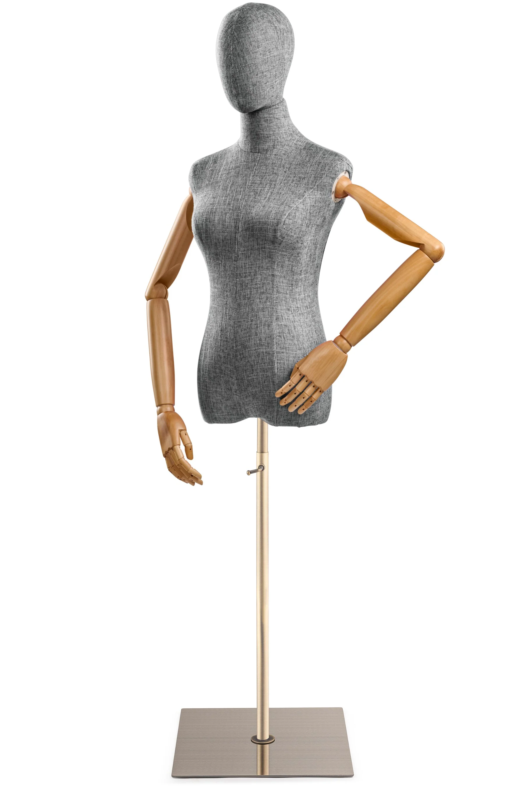 Female Display Dress Form on Metal Flat Base (Head & Arms Version) - Image 68
