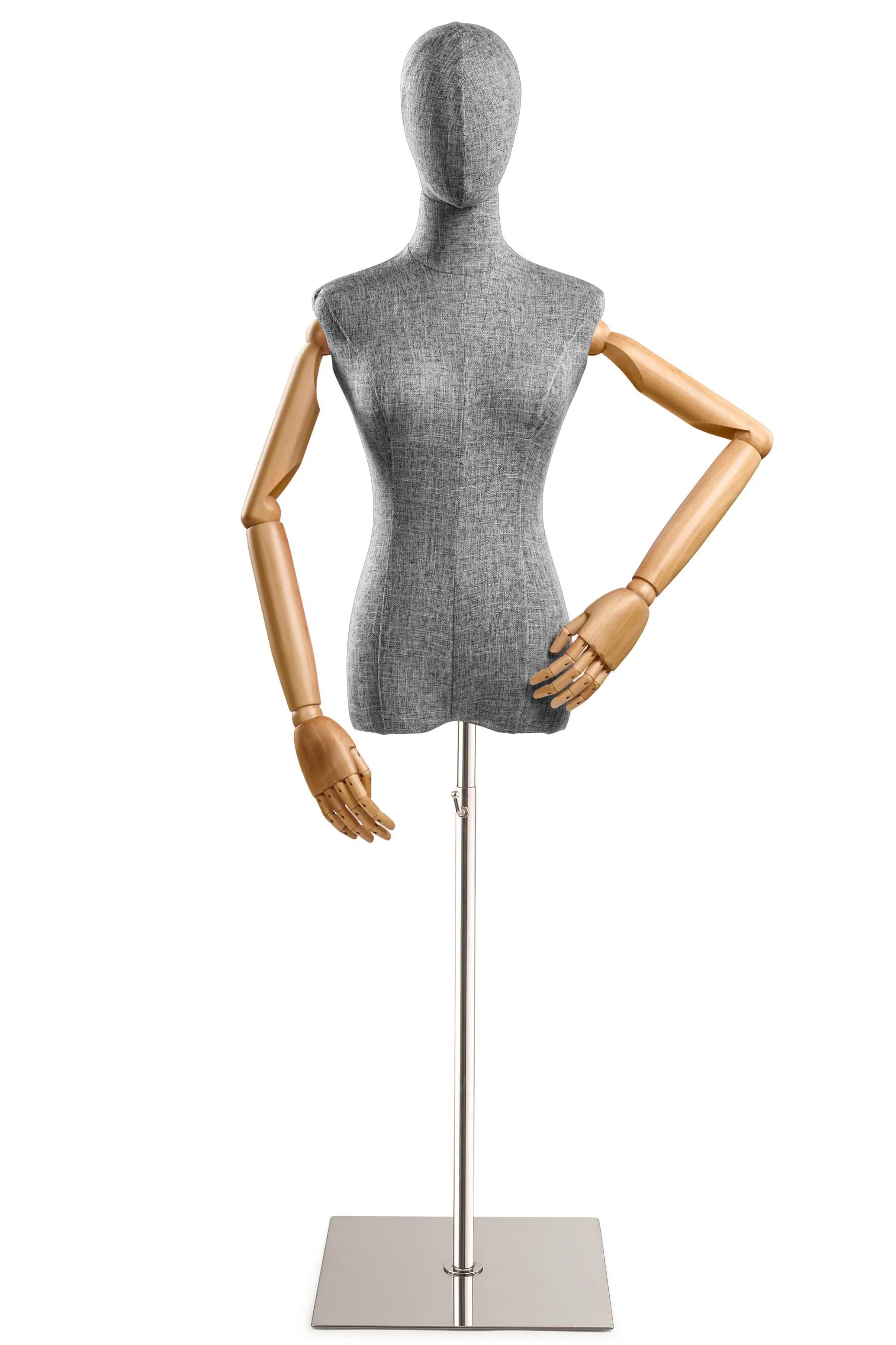 Female Display Dress Form on Metal Flat Base (Head & Arms Version) - Image 69